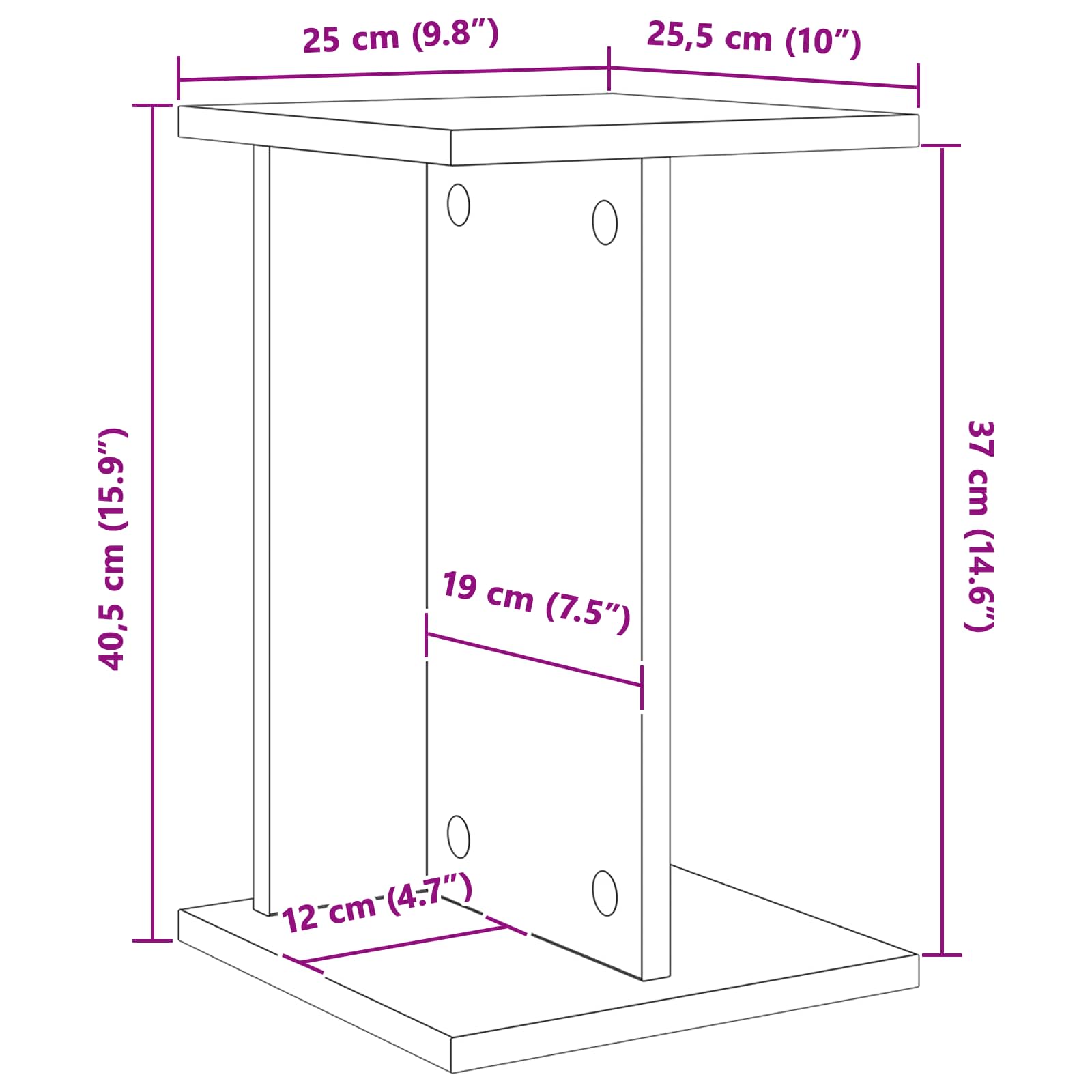 Supporto per piante Grigio Cemento 25 x 25,5 x 40,5 cm