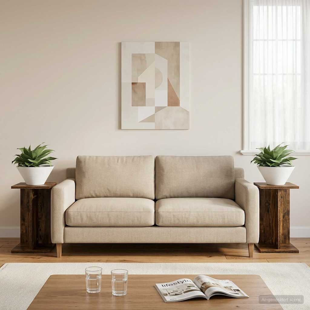 Supporto per piante 2 pz Rovere Fumo 25 x 25,5 x 40,5 cm