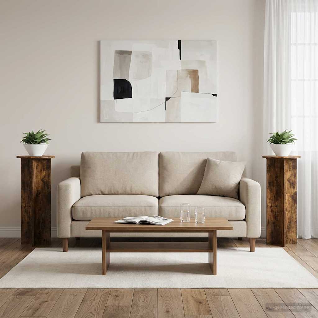 Supporto per piante 2 pz Rovere Fumo Ø40 x 100 cm