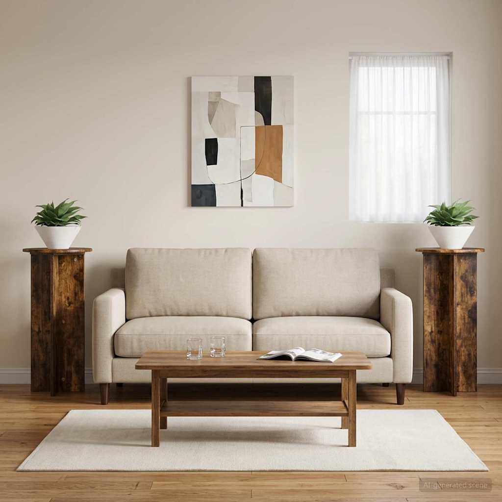 Supporto per piante 2 pz Rovere Fumo 40 x 40 x 80 cm