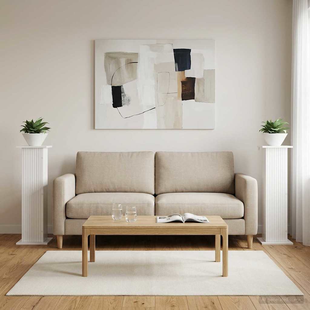 Supporto per piante 2 pz Bianco Lucido 30,5 x 30 x 100,5 cm