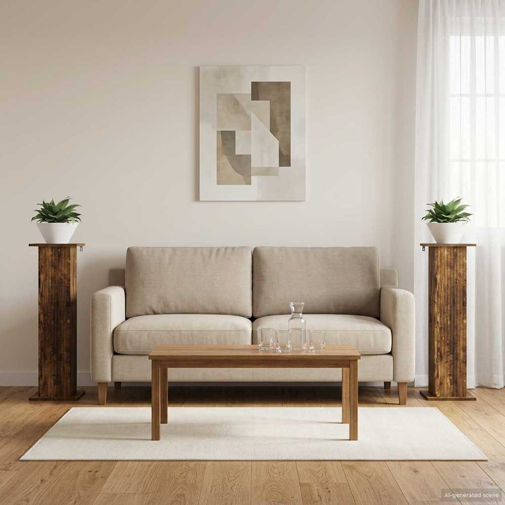 Supporto per piante 2 pz Rovere Fumo 30,5 x 30 x 100,5 cm