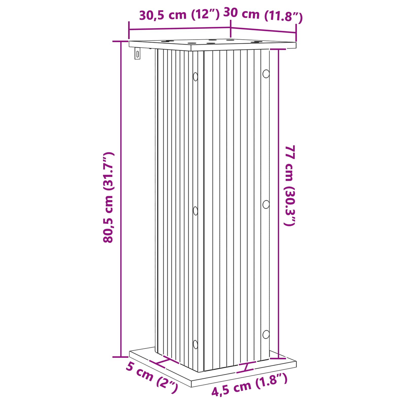 Supporto per piante Grigio Cemento 30,5 x 30 x 80,5 cm
