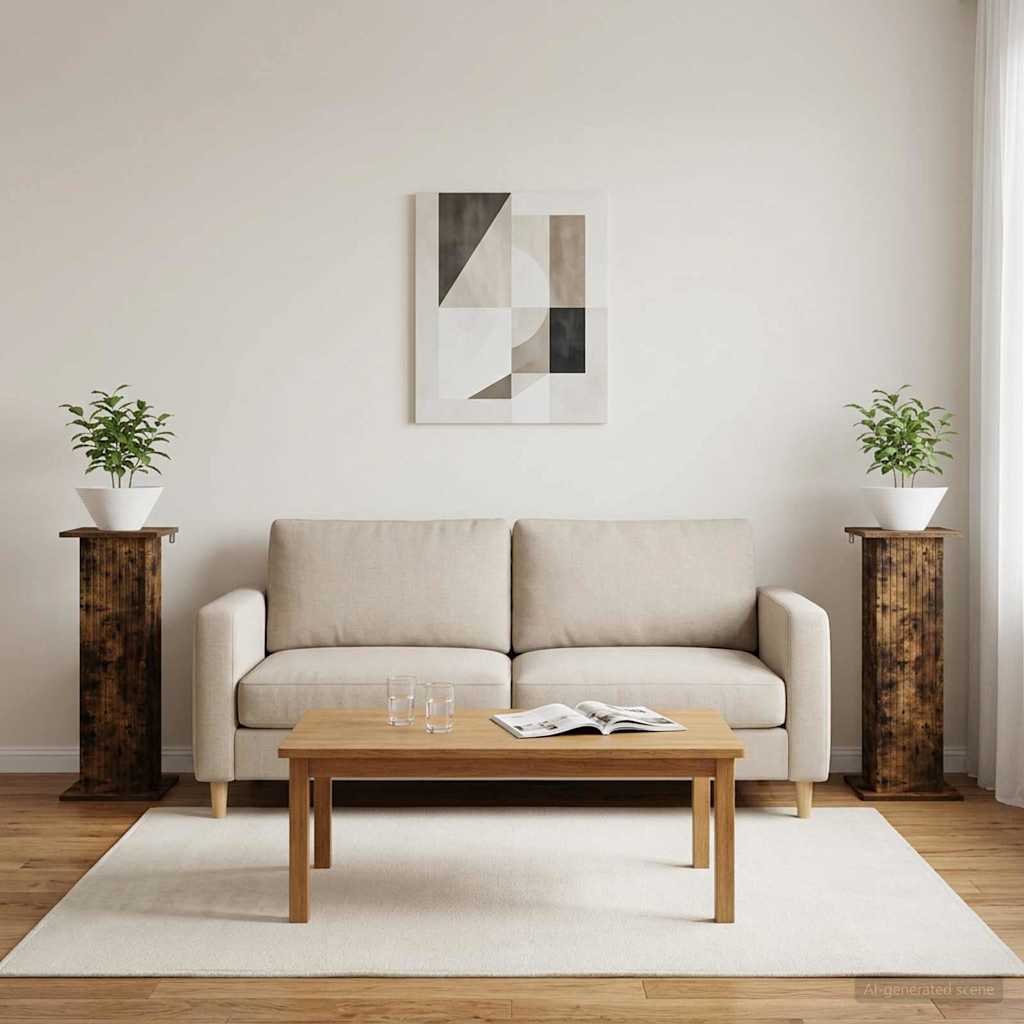 Supporto per piante 2 pz Rovere Fumo 30,5 x 30 x 80,5 cm