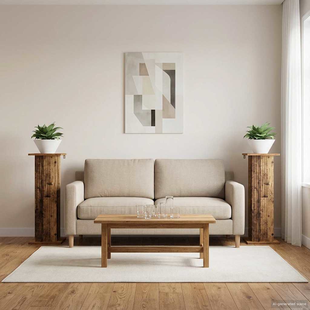 Supporto per piante 2 pz Legno antico 30,5 x 30 x 80,5 cm