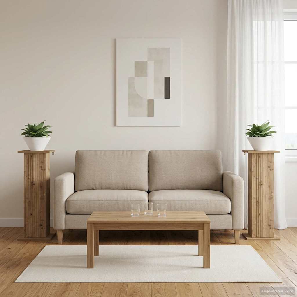 Supporto per piante 2 pz Rovere Artigianale 30,5 x 30 x 80,5 cm