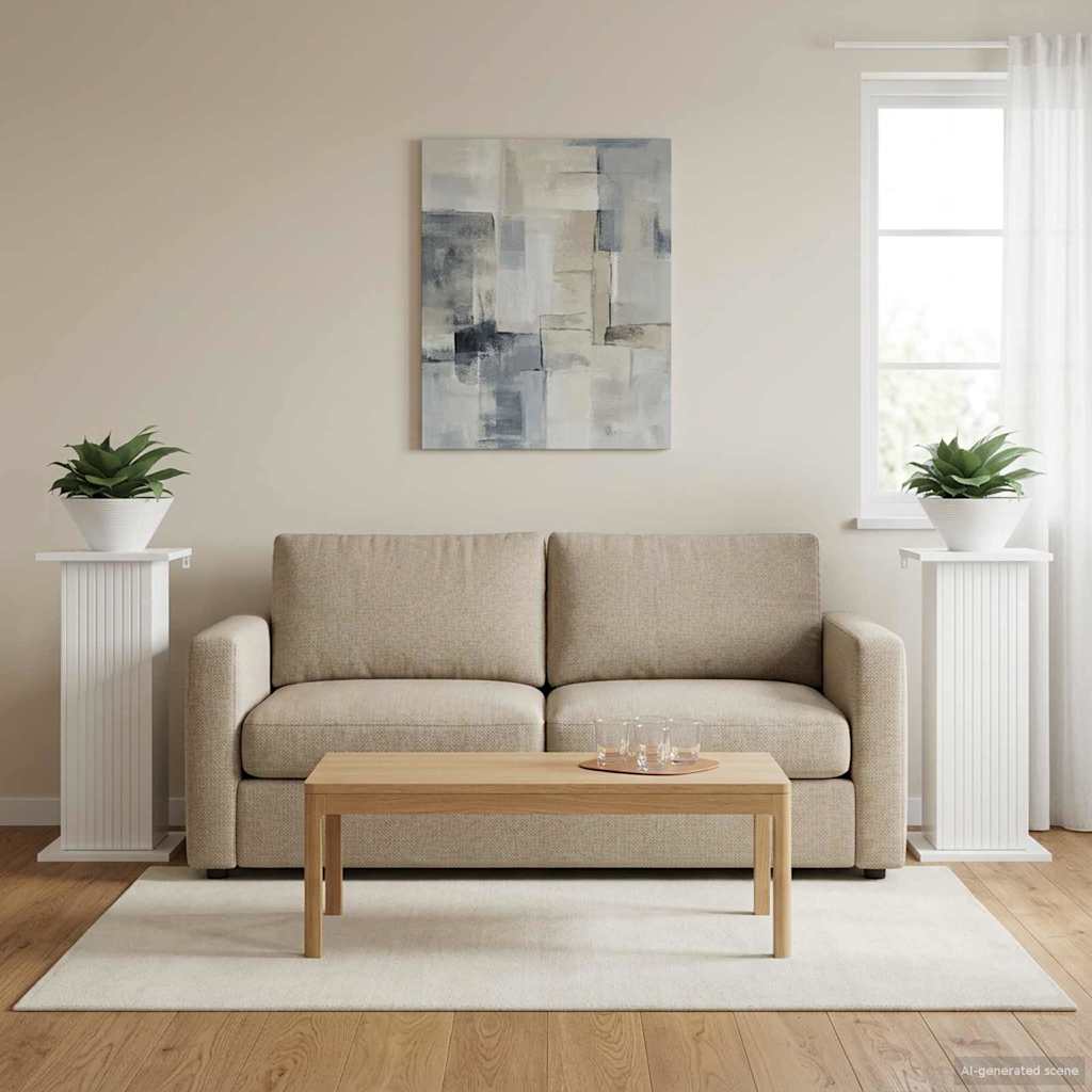 Supporto per piante 2 pz Bianco Lucido 30,5 x 30 x 60,5 cm