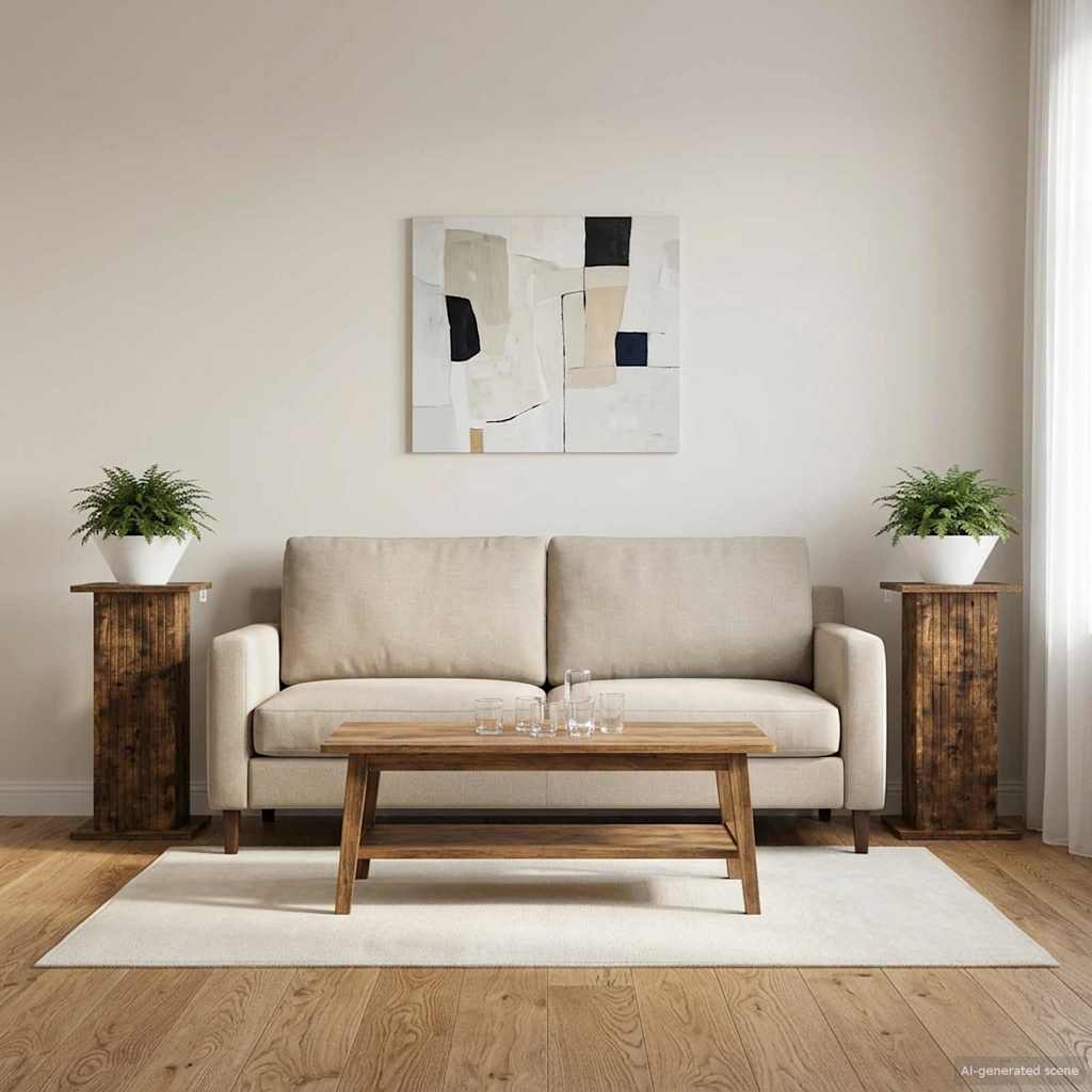 Supporto per piante 2 pz Rovere Fumo 30,5 x 30 x 60,5 cm