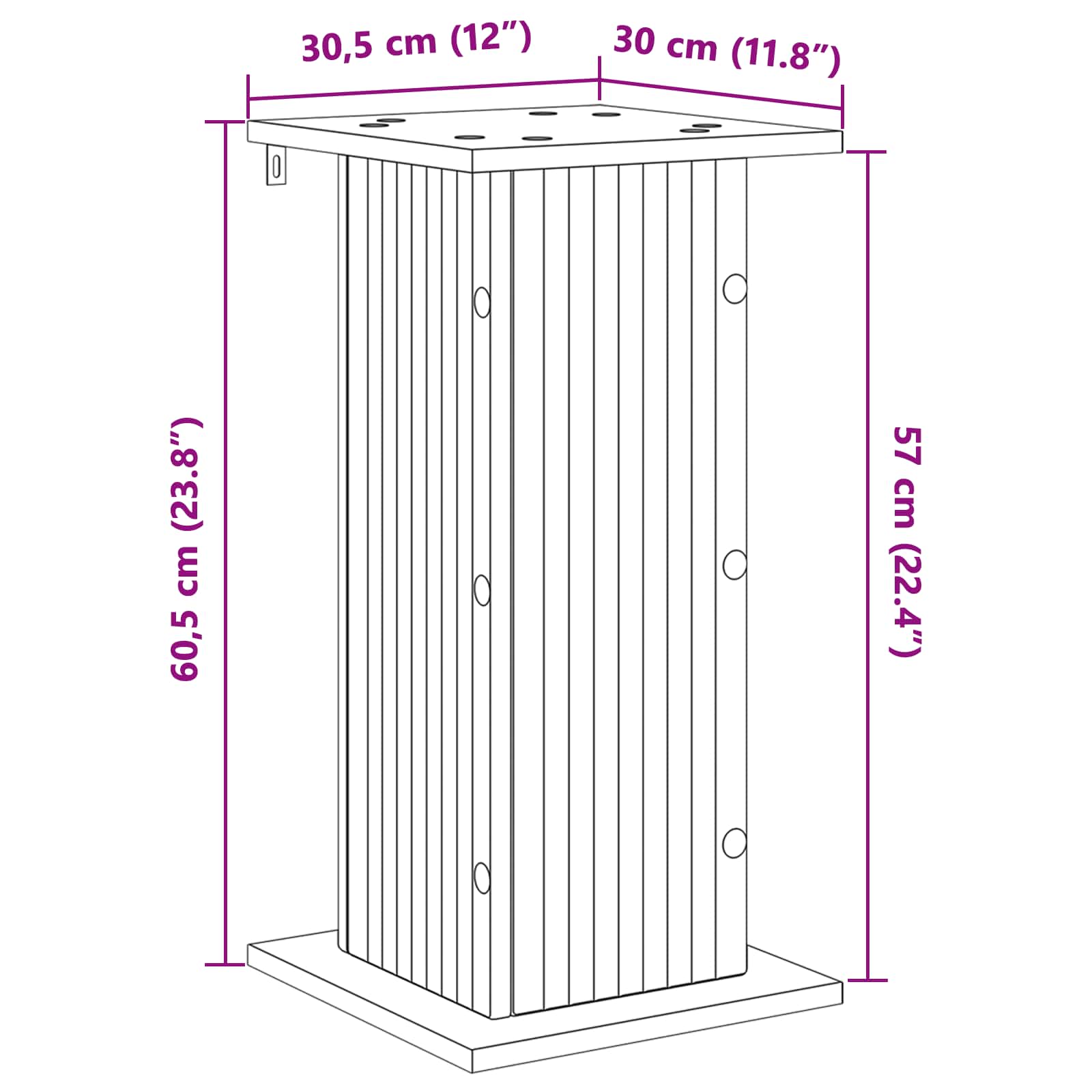 Supporto per piante 2 pz Legno antico 30,5 x 30 x 60,5 cm