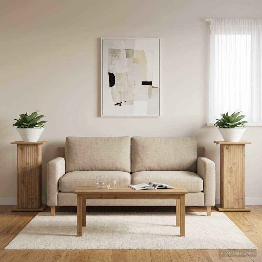 Supporto per piante 2 pz Rovere Artigianale 30,5 x 30 x 60,5 cm