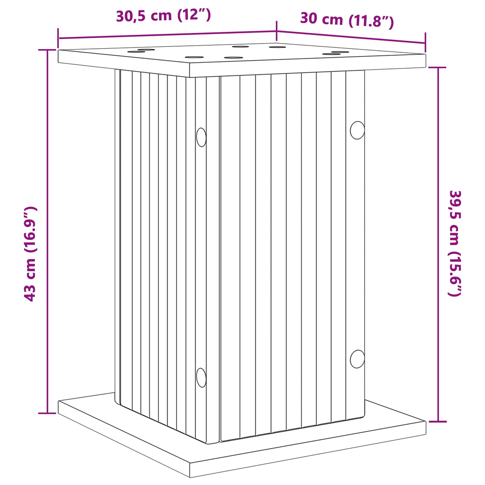 Supporto per piante Grigio Cemento 30,5 x 30 x 43 cm