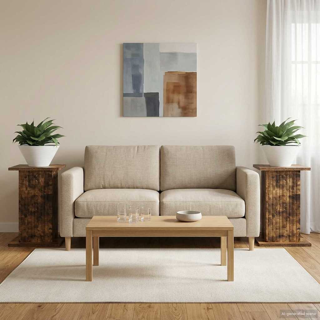 Supporto per piante 2 pz Rovere Fumo 30,5 x 30 x 43 cm