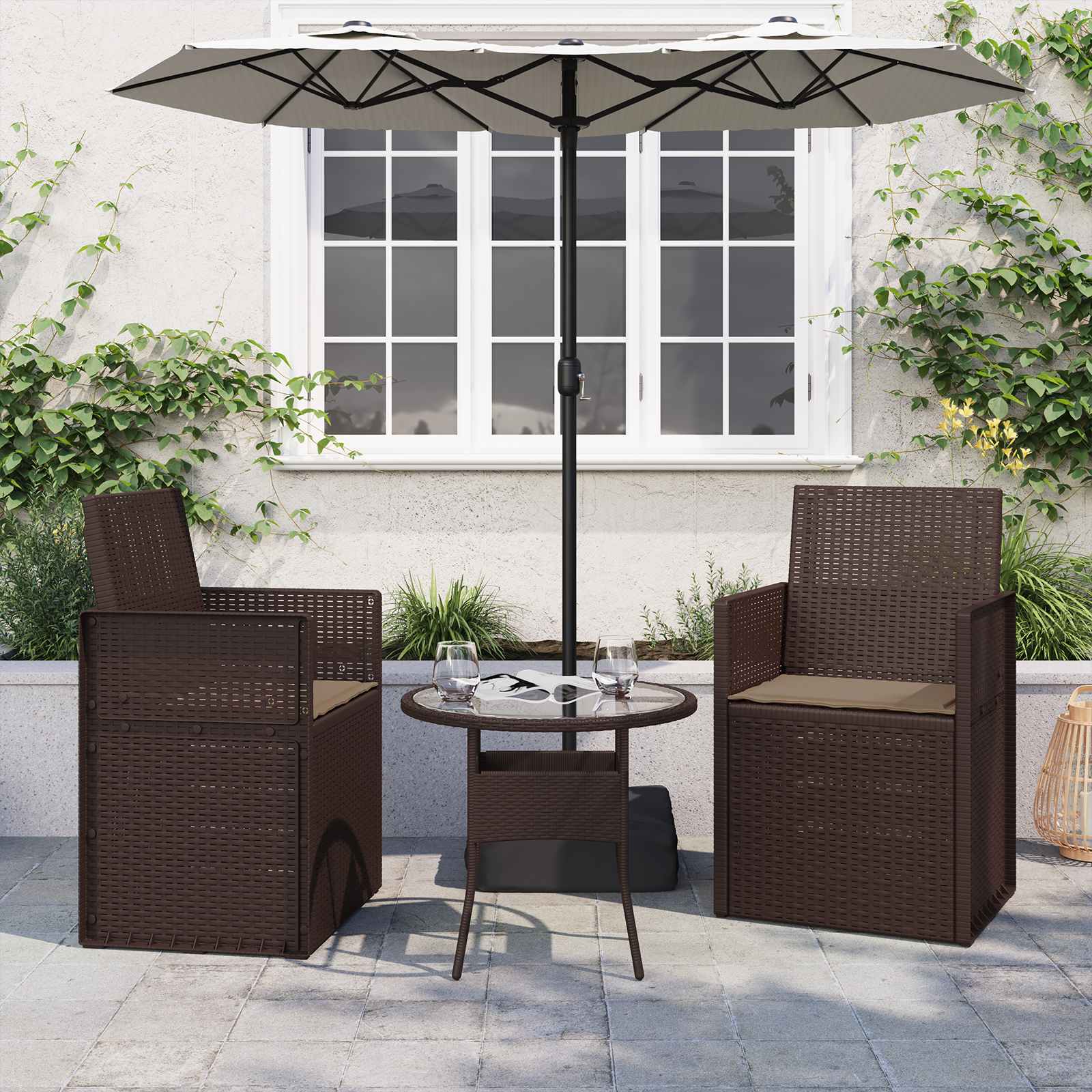 Cuscini per Seduta 2 pz Poliestere Tortora 47 x 36 x 2 cm