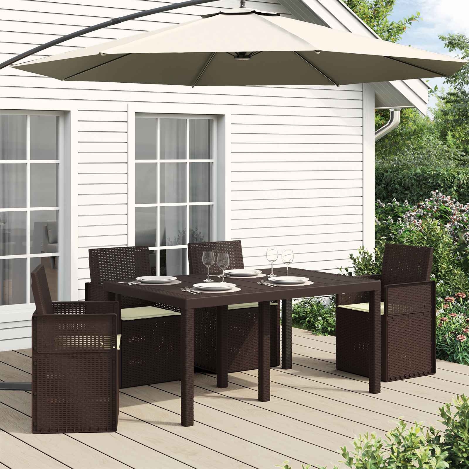 Cuscini per Seduta 4 pz Poliestere Crema 47 x 36 x 2 cm