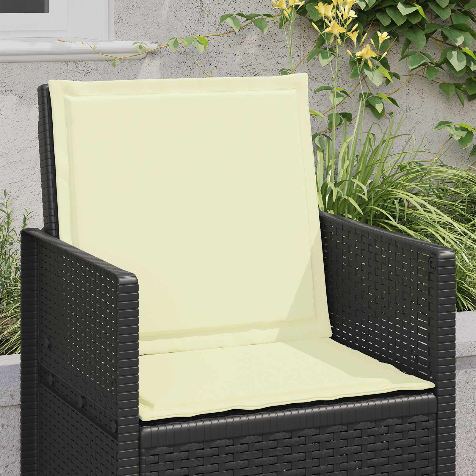 Cuscini per Seduta e Schienale Poliestere Crema 47 x 45 x 2 cm