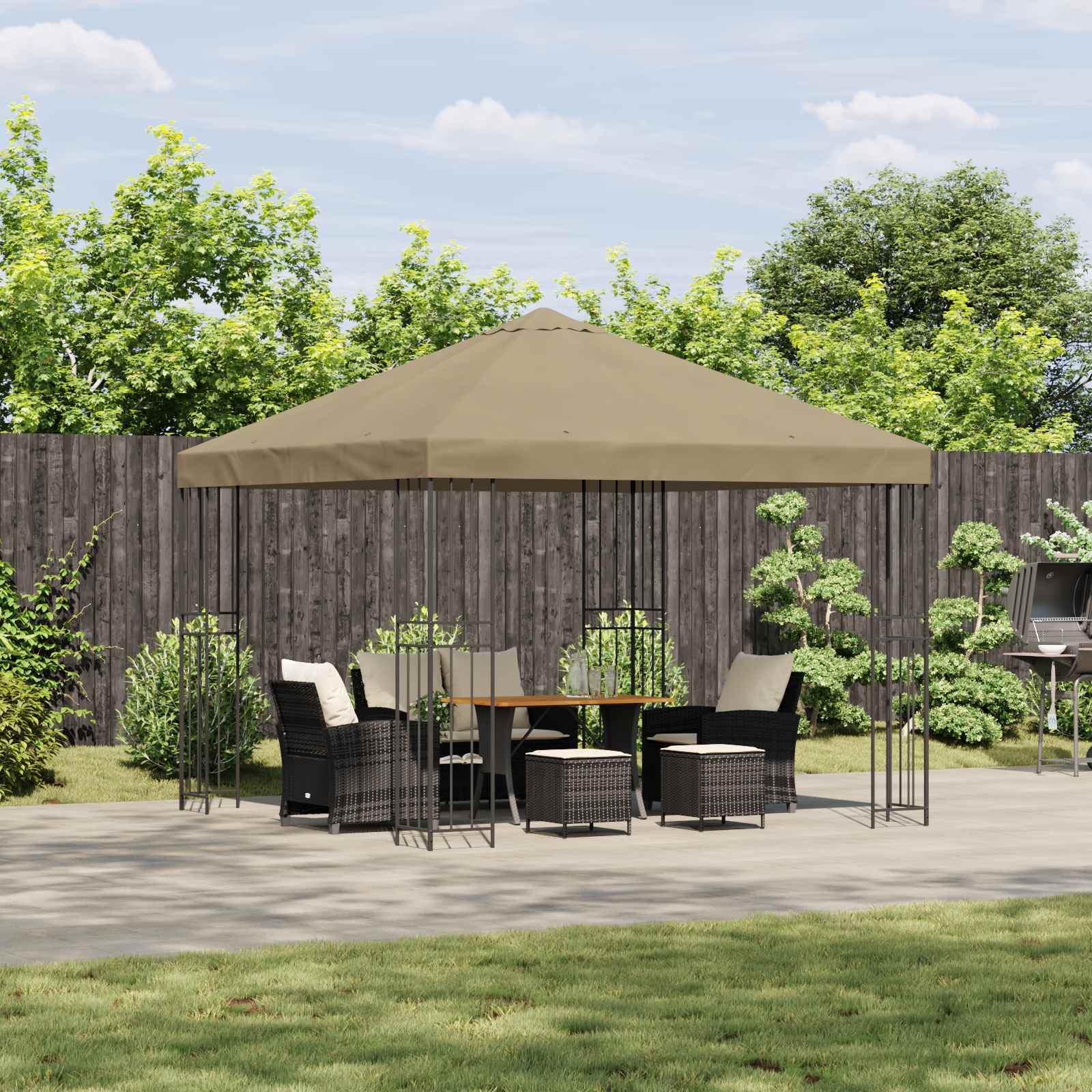 Gazebo 3 x 3 m Beige Poliestere e Acciaio 190 gsm