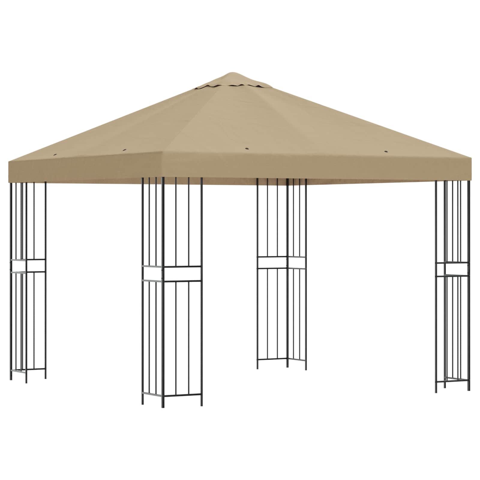 Gazebo 3 x 3 m Beige Poliestere e Acciaio 190 gsm