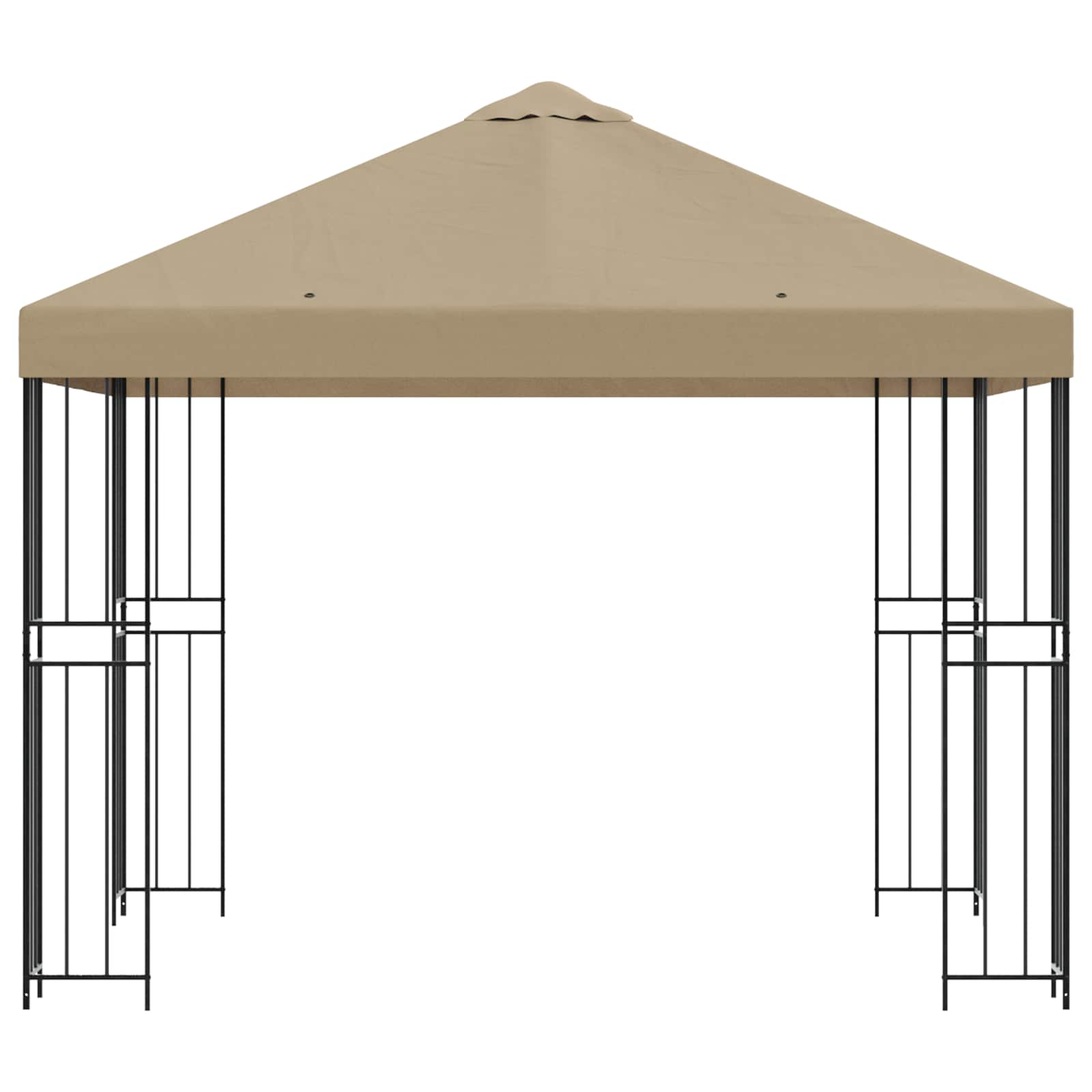 Gazebo 3 x 3 m Beige Poliestere e Acciaio 190 gsm