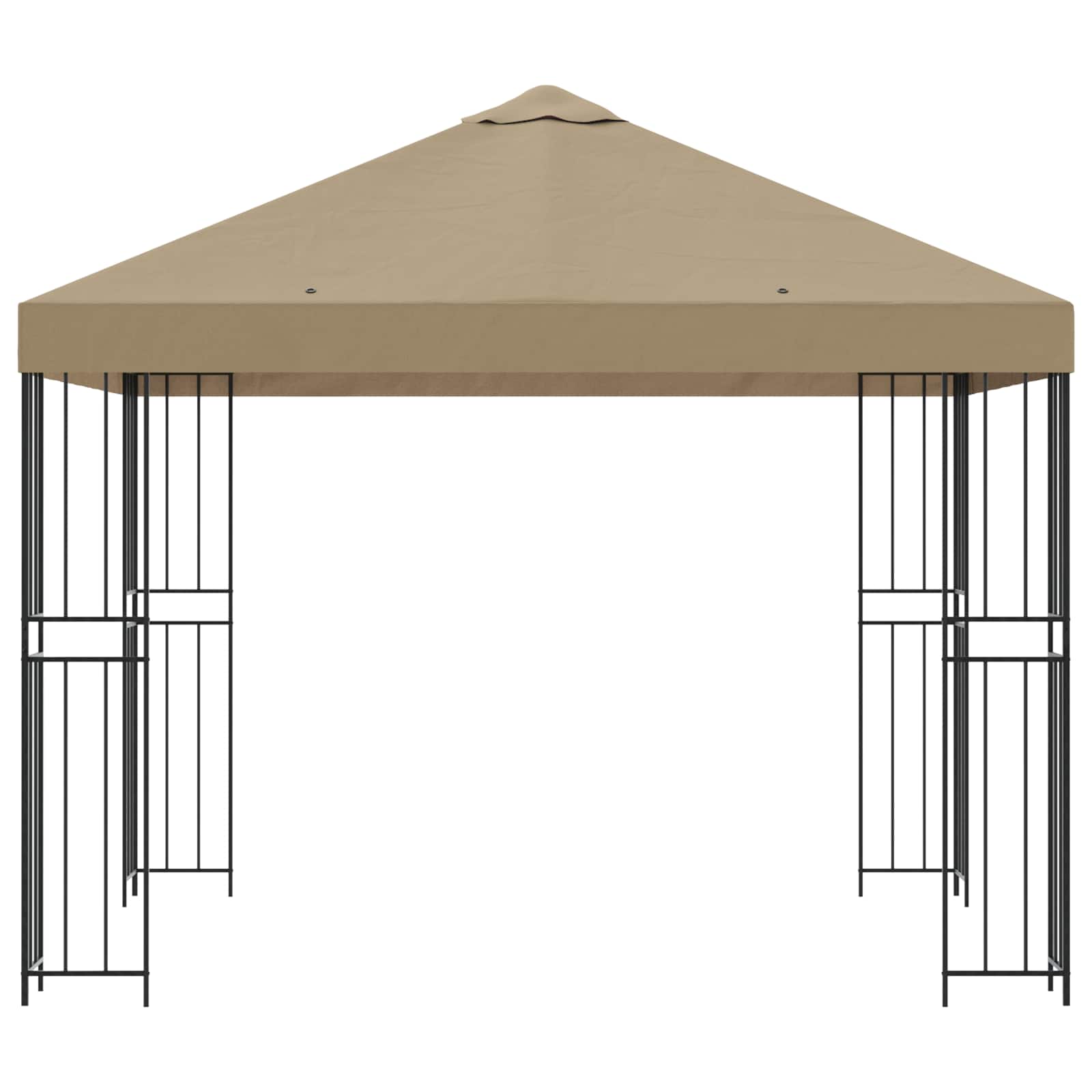 Gazebo 3 x 3 m Beige Poliestere e Acciaio 190 gsm