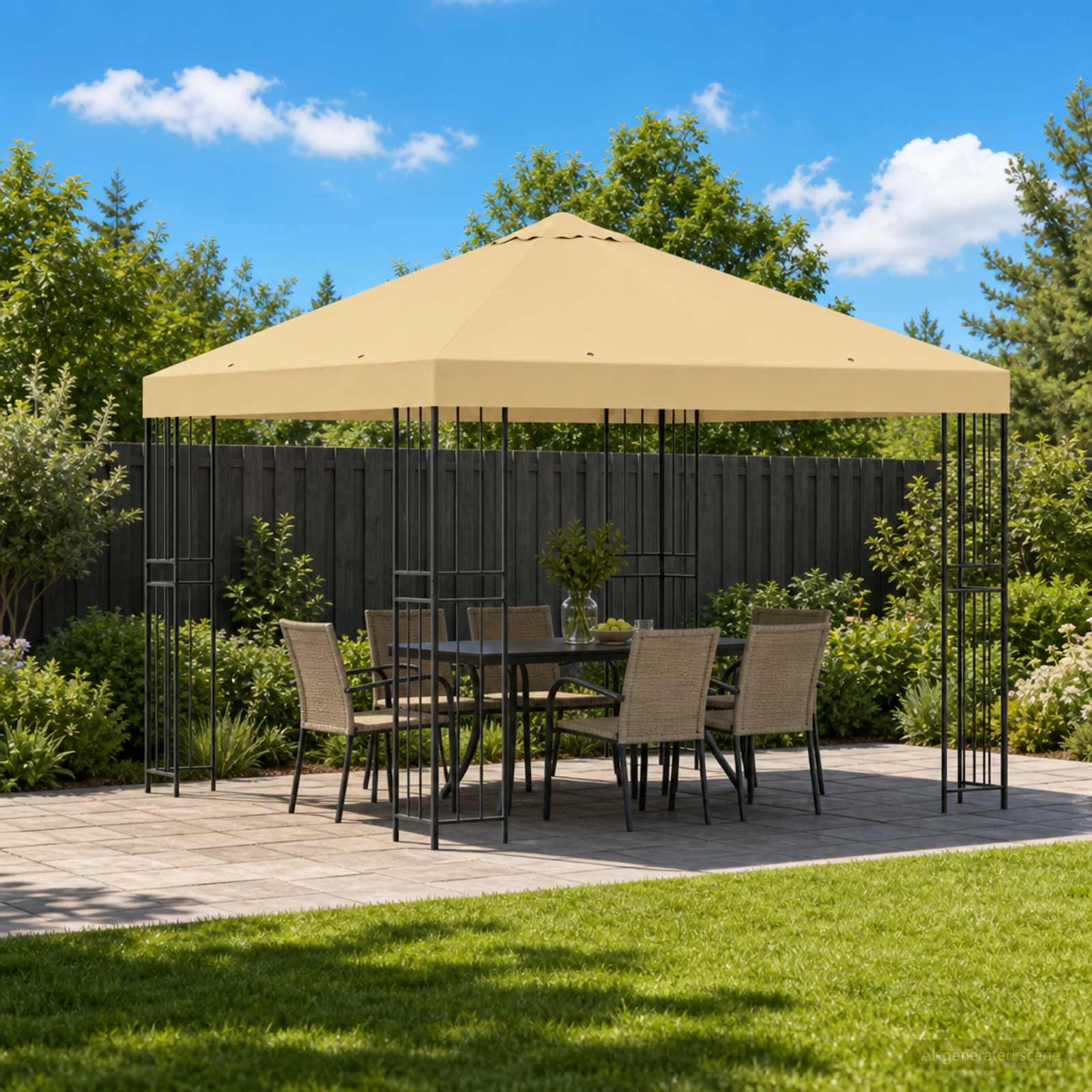 Gazebo 3 x 3 m Crema Poliestere e Acciaio 190 gsm