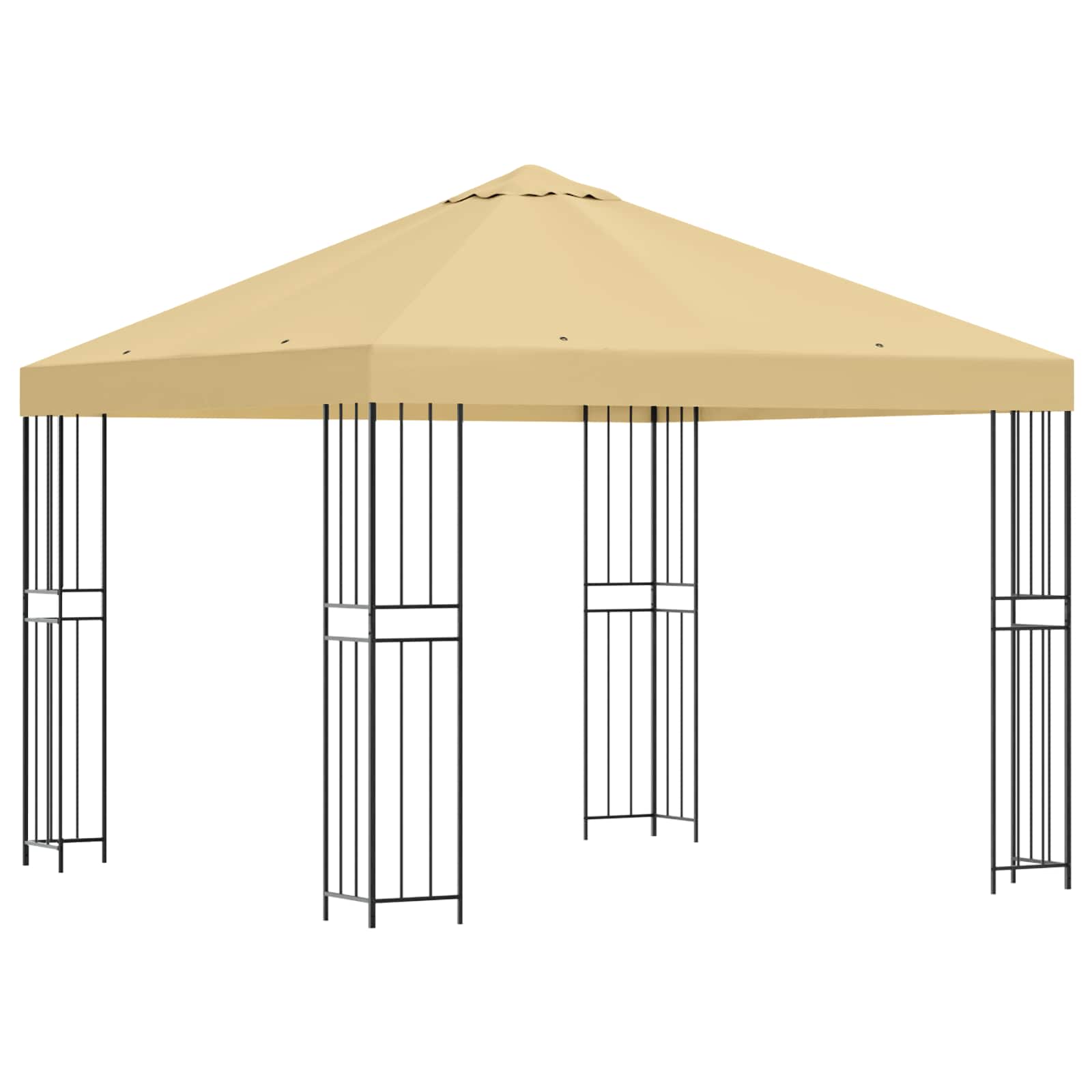 Gazebo 3 x 3 m Crema Poliestere e Acciaio 190 gsm