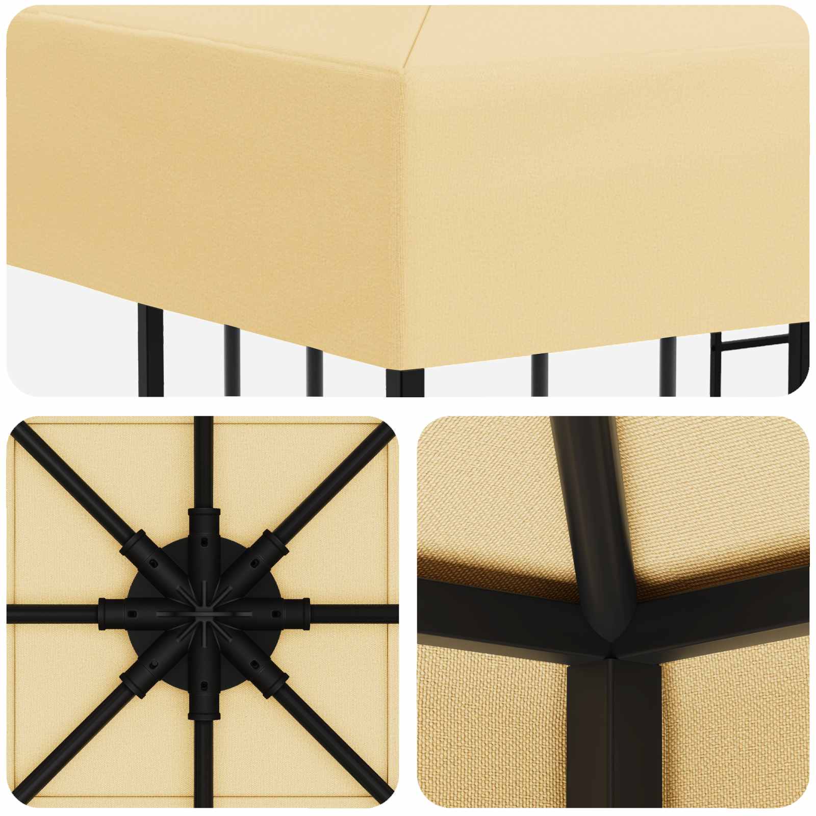 Gazebo 3 x 3 m Crema Poliestere e Acciaio 190 gsm