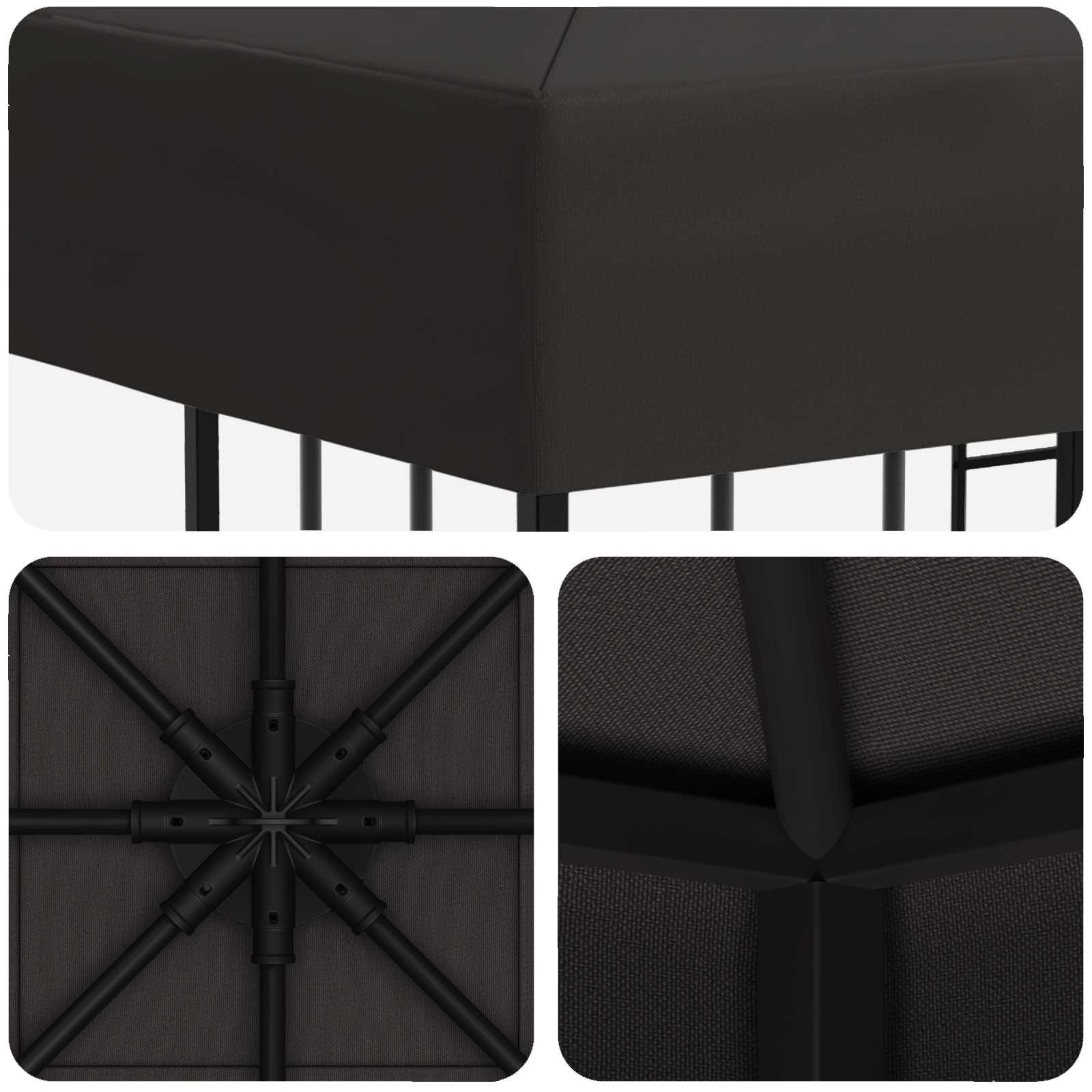 Gazebo 3 x 3 m Antracite Poliestere e Acciaio 190 gsm