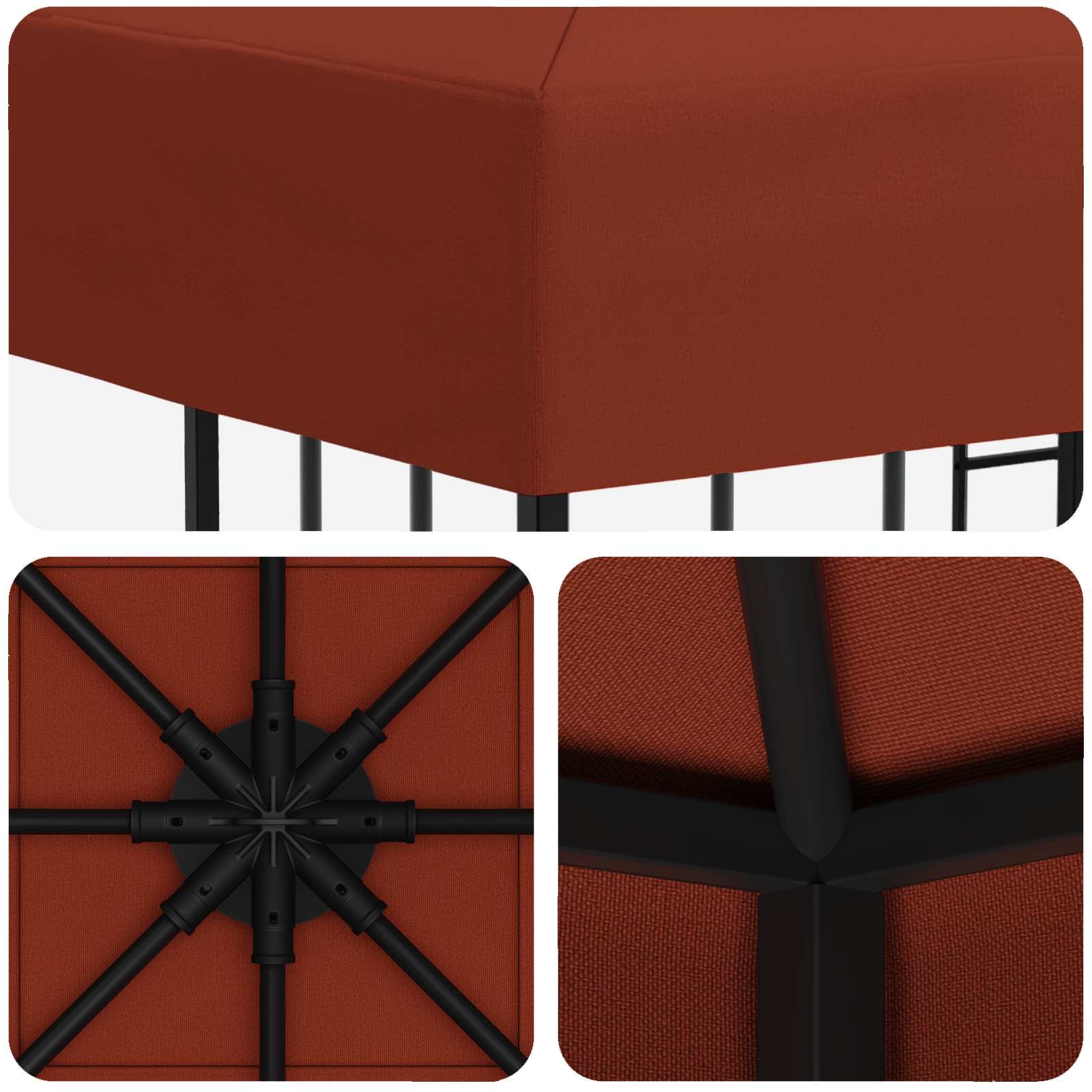Gazebo 3 x 3 m Terracotta Poliestere e Acciaio 190 gsm