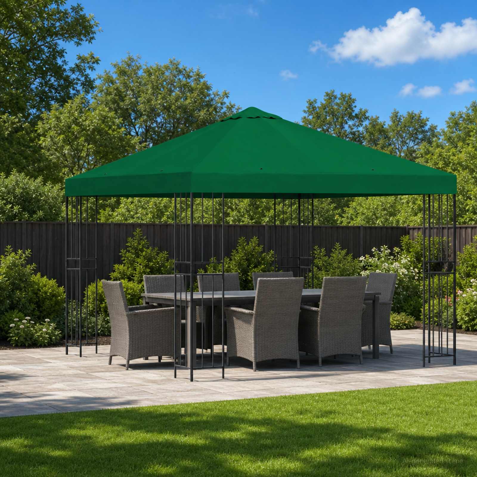 Gazebo 3 x 3 m Verde Poliestere e Acciaio 190 gsm