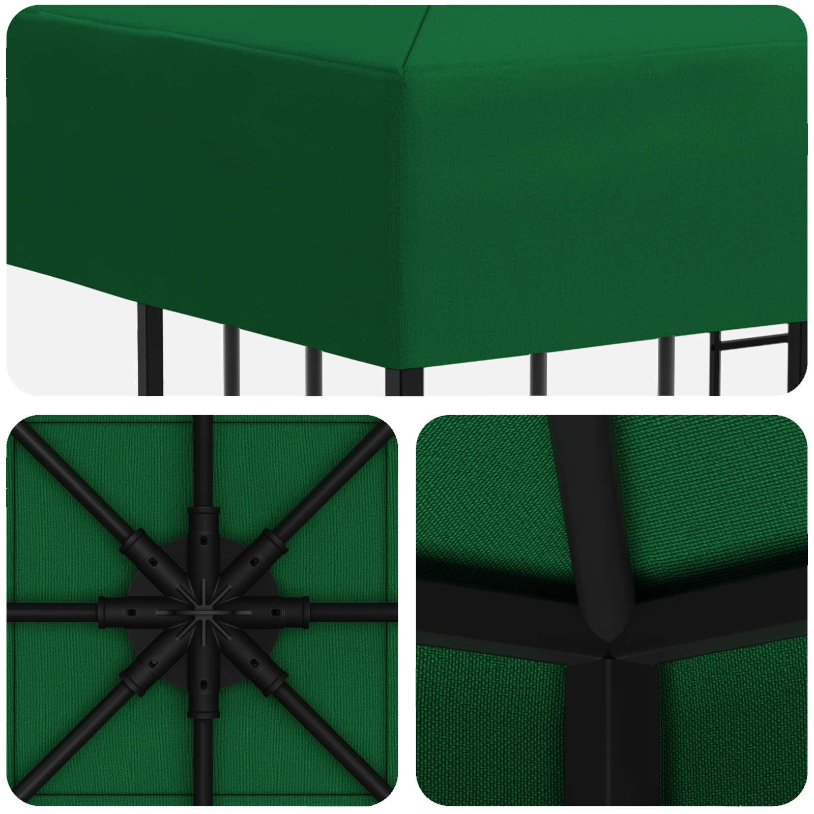 Gazebo 3 x 3 m Verde Poliestere e Acciaio 190 gsm