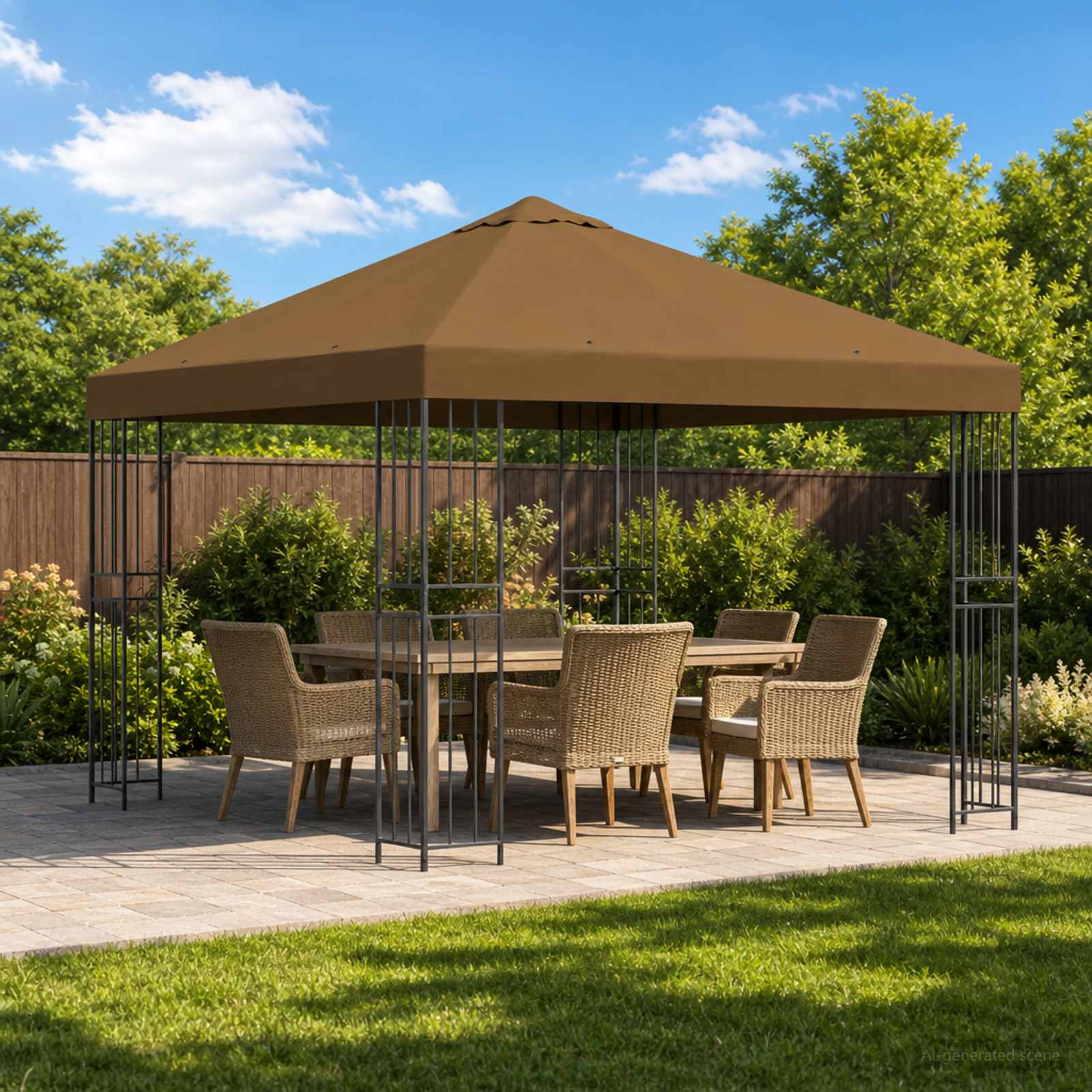 Gazebo 3 x 3 m Tortora Poliestere e Acciaio 190 gsm