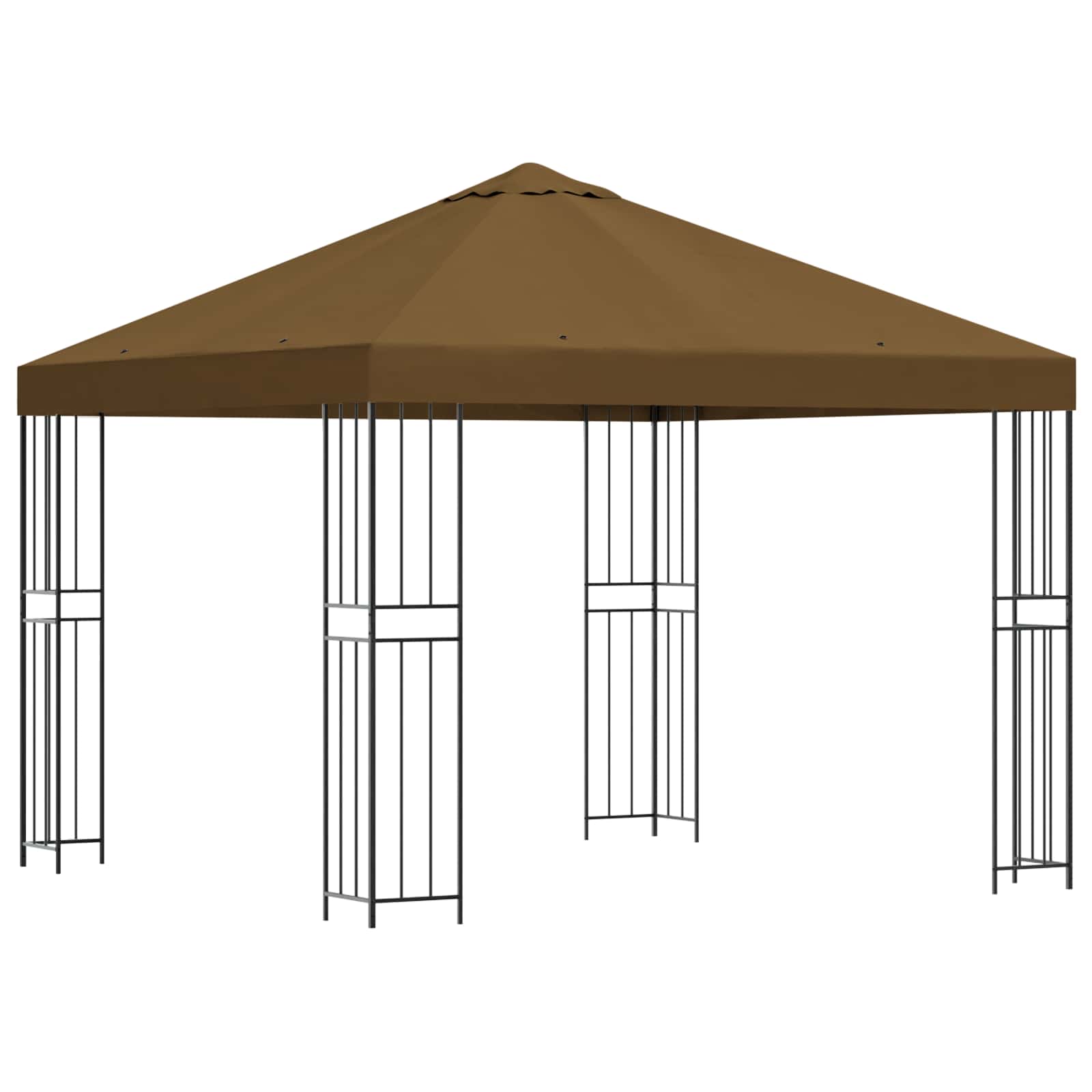 Gazebo 3 x 3 m Tortora Poliestere e Acciaio 190 gsm