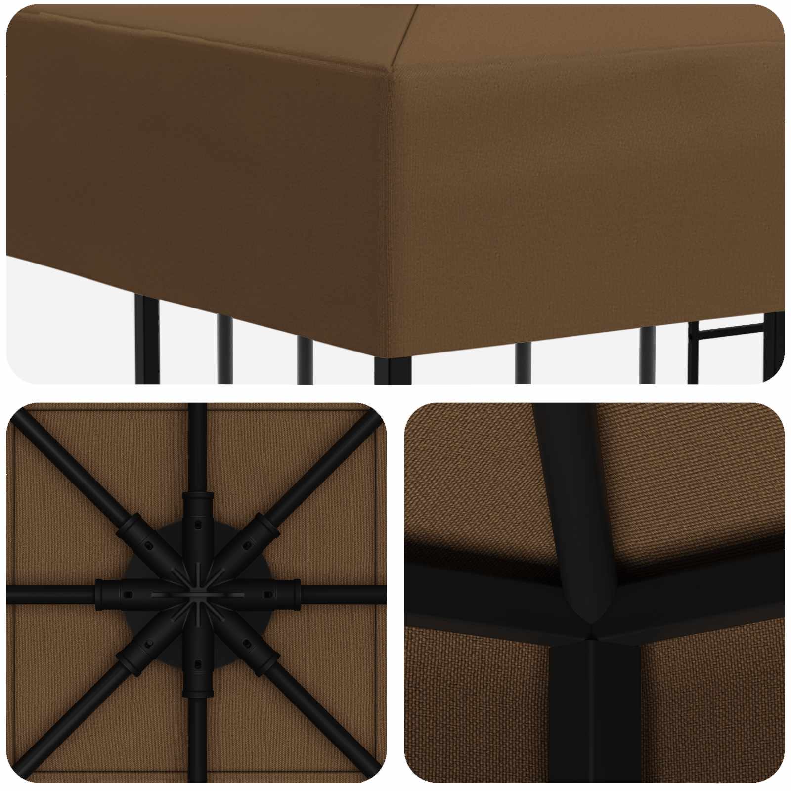 Gazebo 3 x 3 m Tortora Poliestere e Acciaio 190 gsm