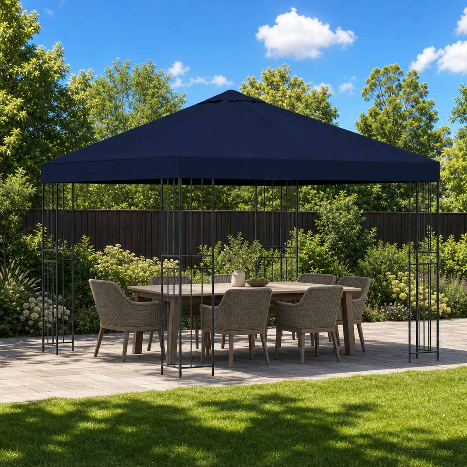 Gazebo 3 x 3 m Blu Poliestere e Acciaio 190 gsm