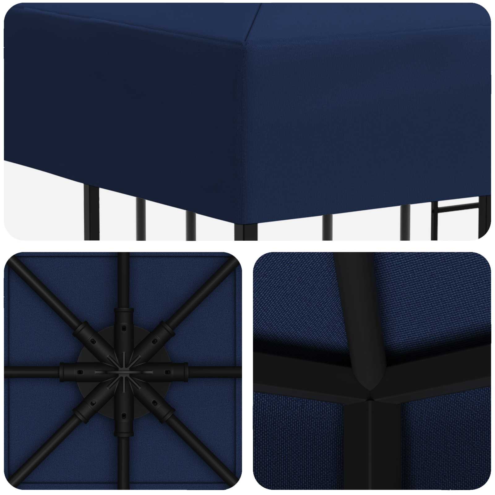 Gazebo 3 x 3 m Blu Poliestere e Acciaio 190 gsm