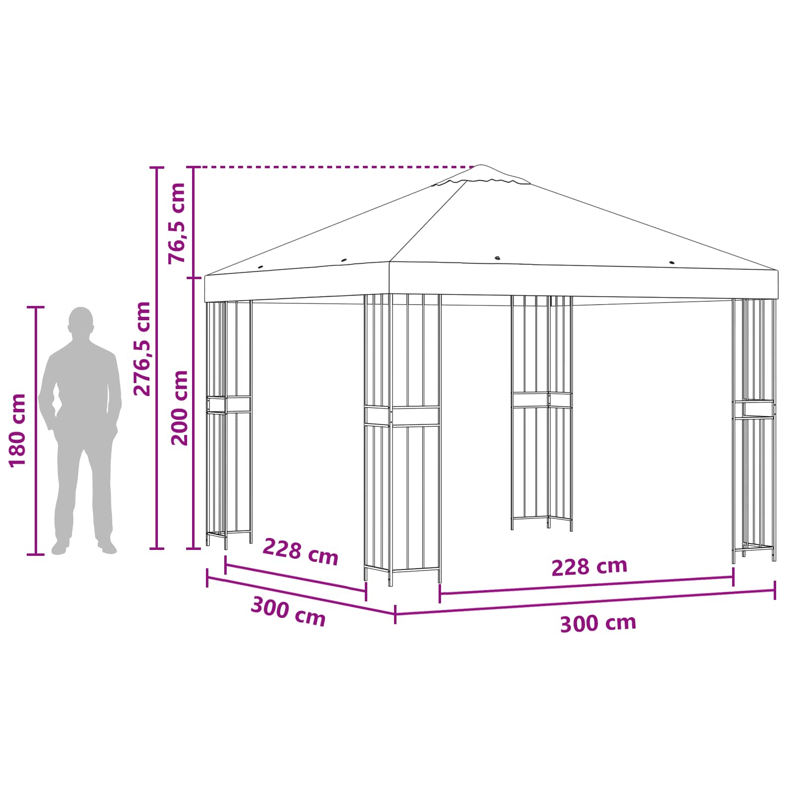 Gazebo 3 x 3 m Blu Poliestere e Acciaio 190 gsm
