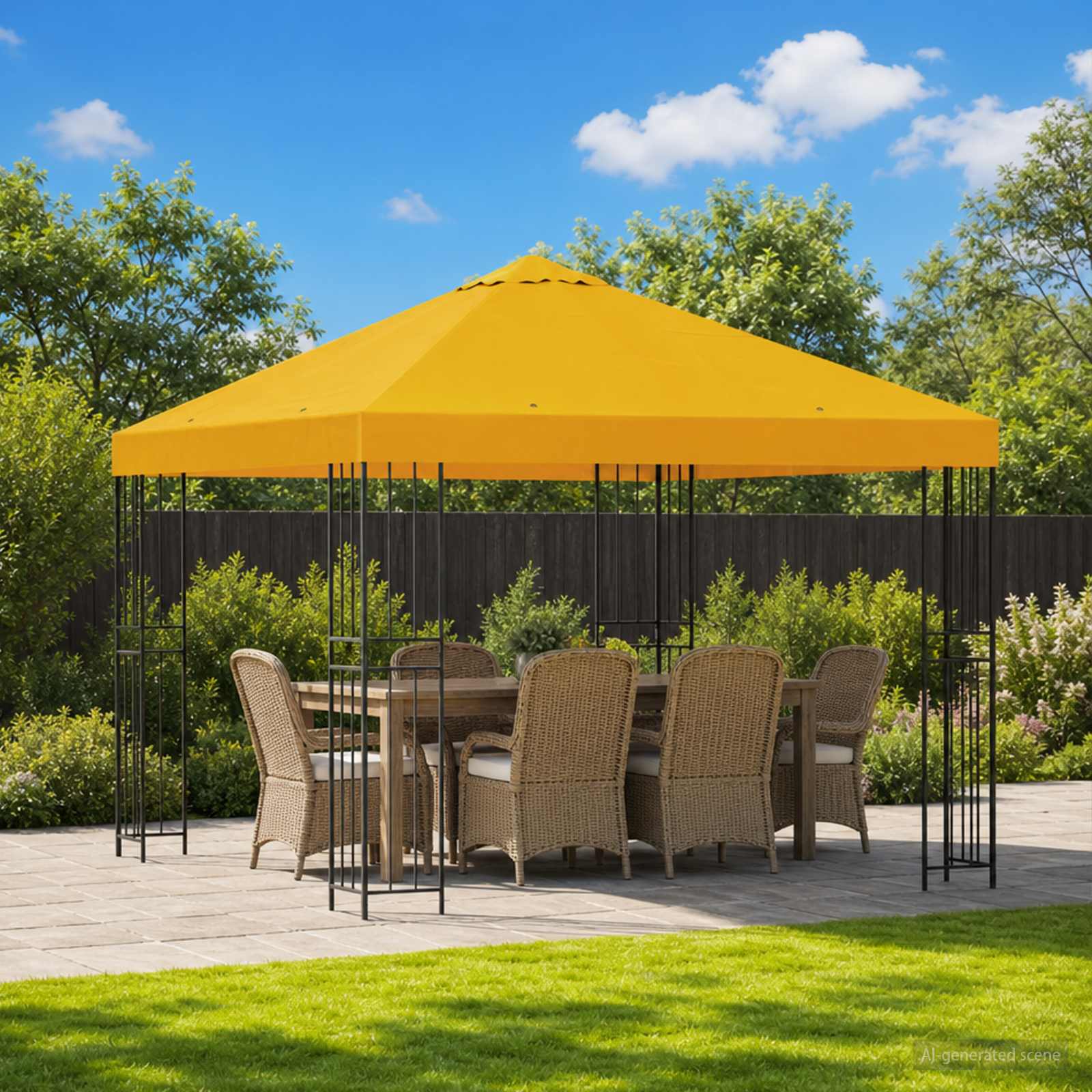 Gazebo 3 x 3 m Giallo Poliestere e Acciaio 190 gsm