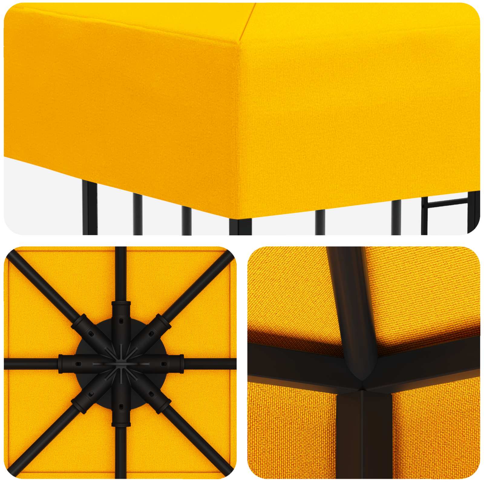 Gazebo 3 x 3 m Giallo Poliestere e Acciaio 190 gsm