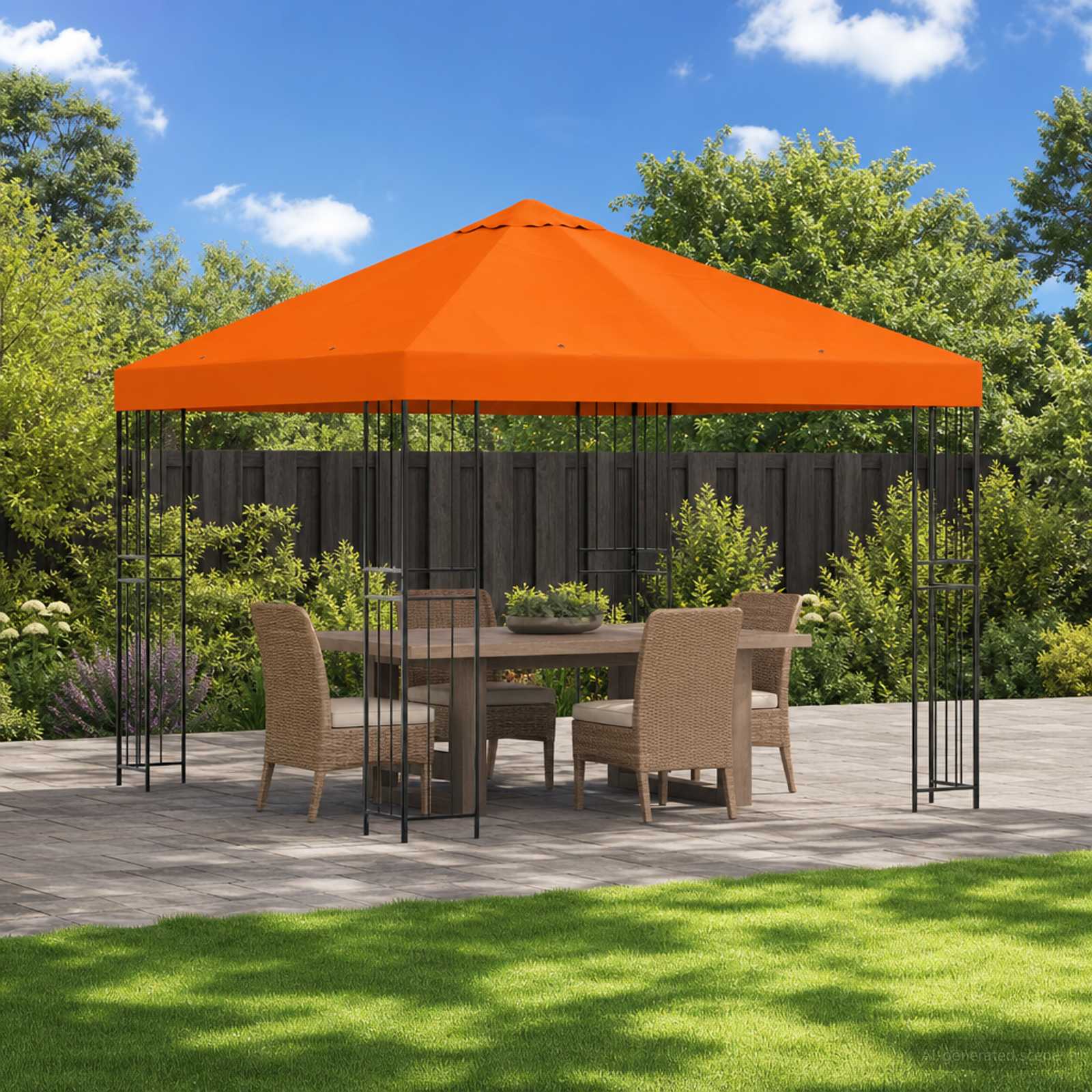 Gazebo 3 x 3 m Arancione Poliestere e Acciaio 190 gsm