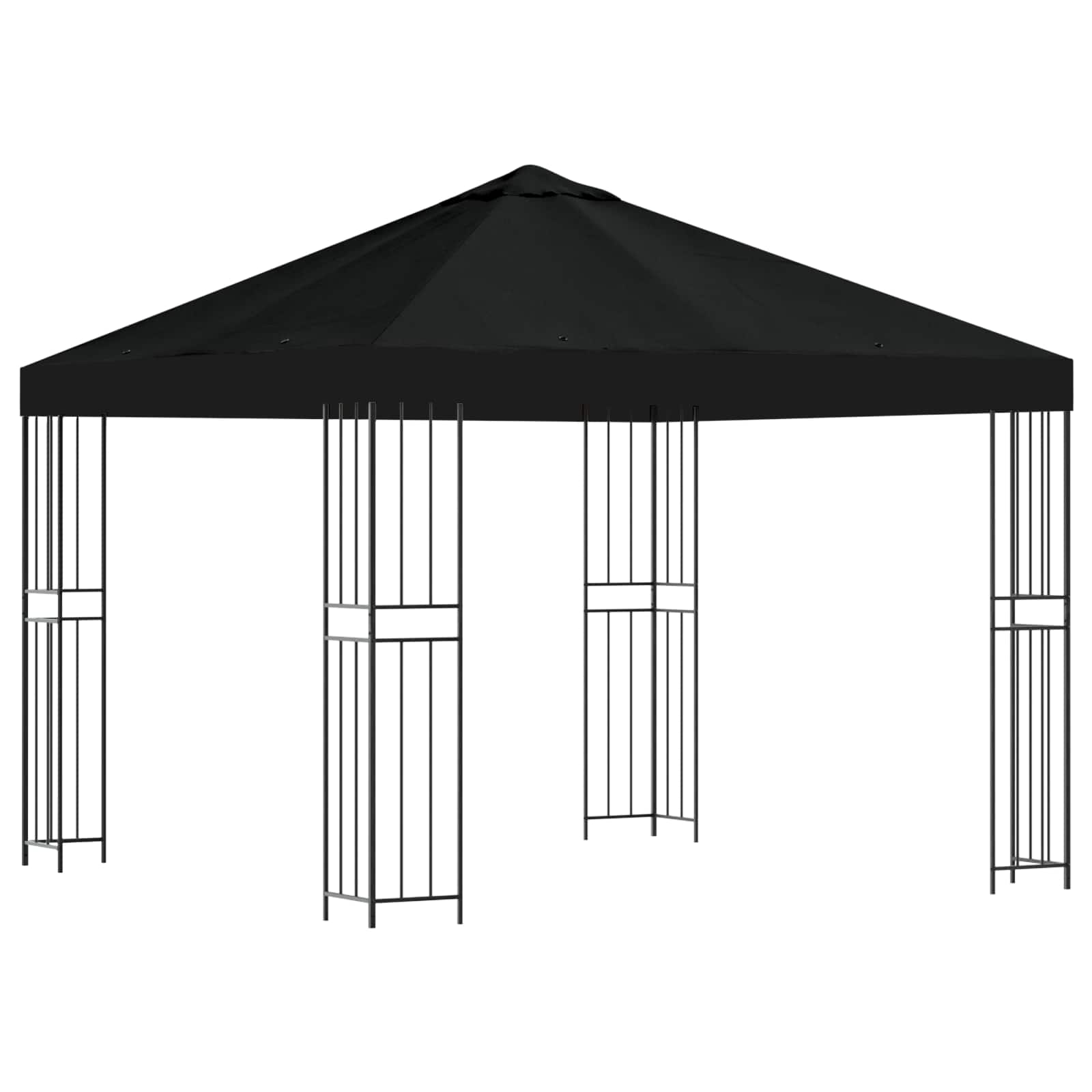 Gazebo 3 x 3 m Nero Poliestere e Acciaio 190 gsm