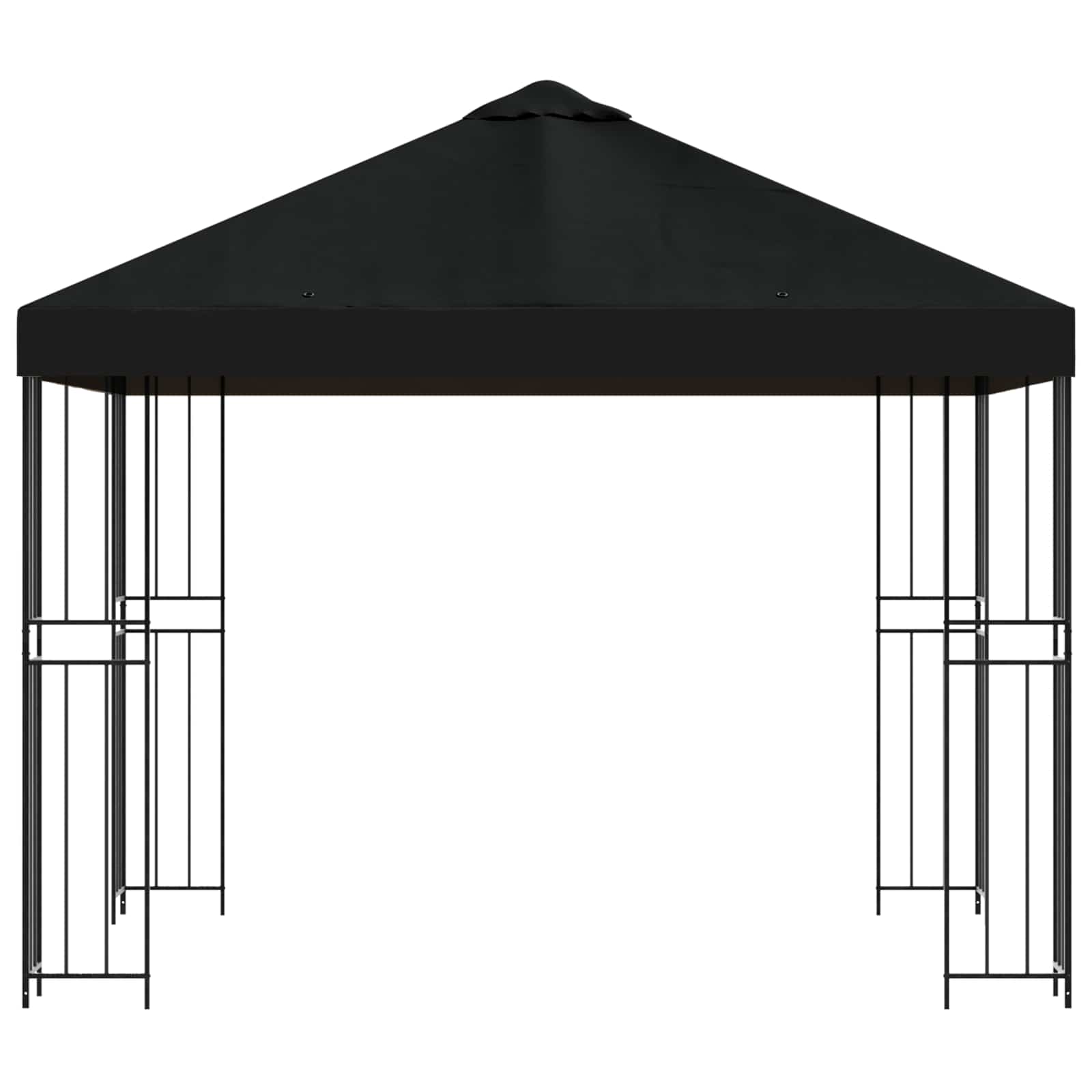 Gazebo 3 x 3 m Nero Poliestere e Acciaio 190 gsm