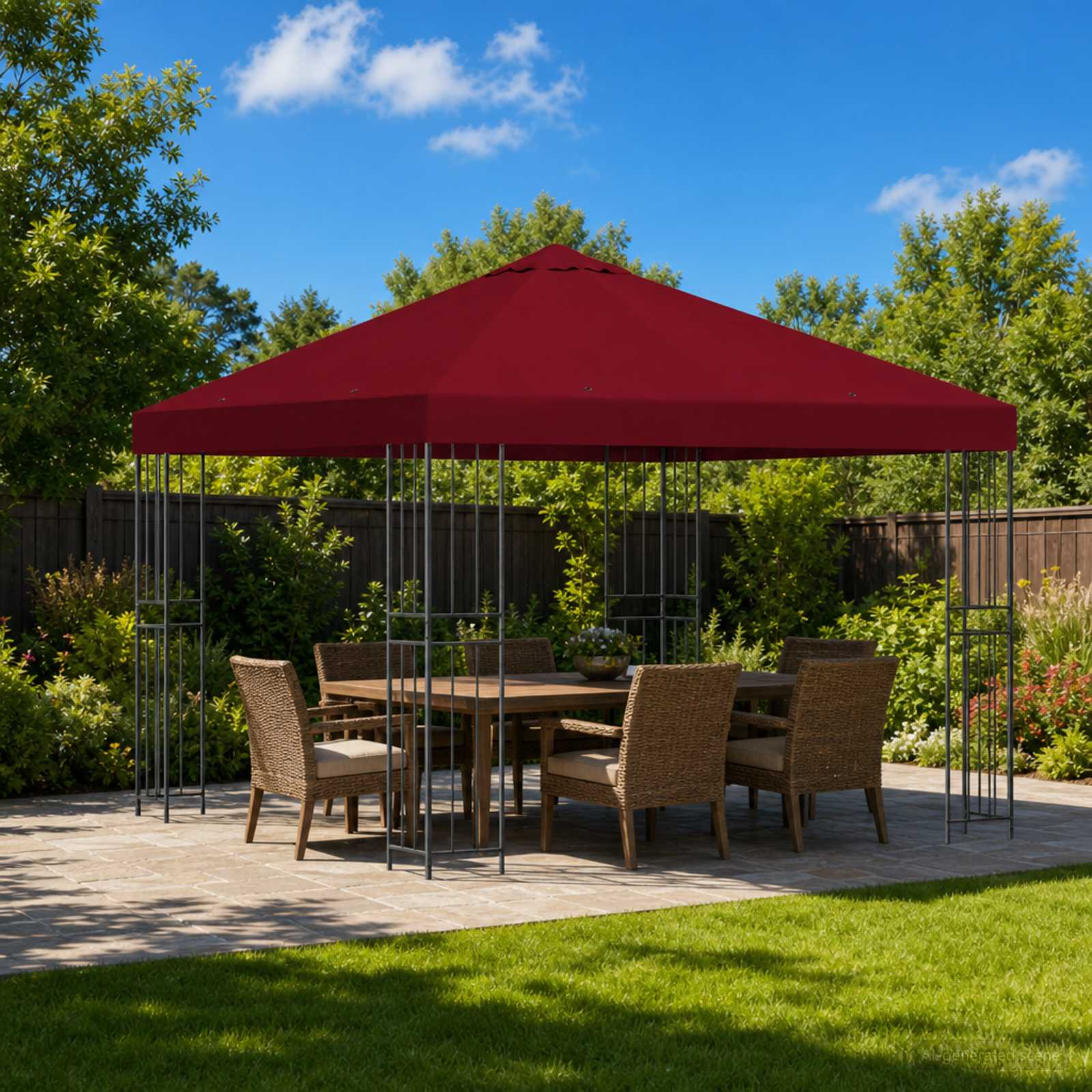Gazebo 3 x 3 m Borgogna Poliestere e Acciaio 190 gsm