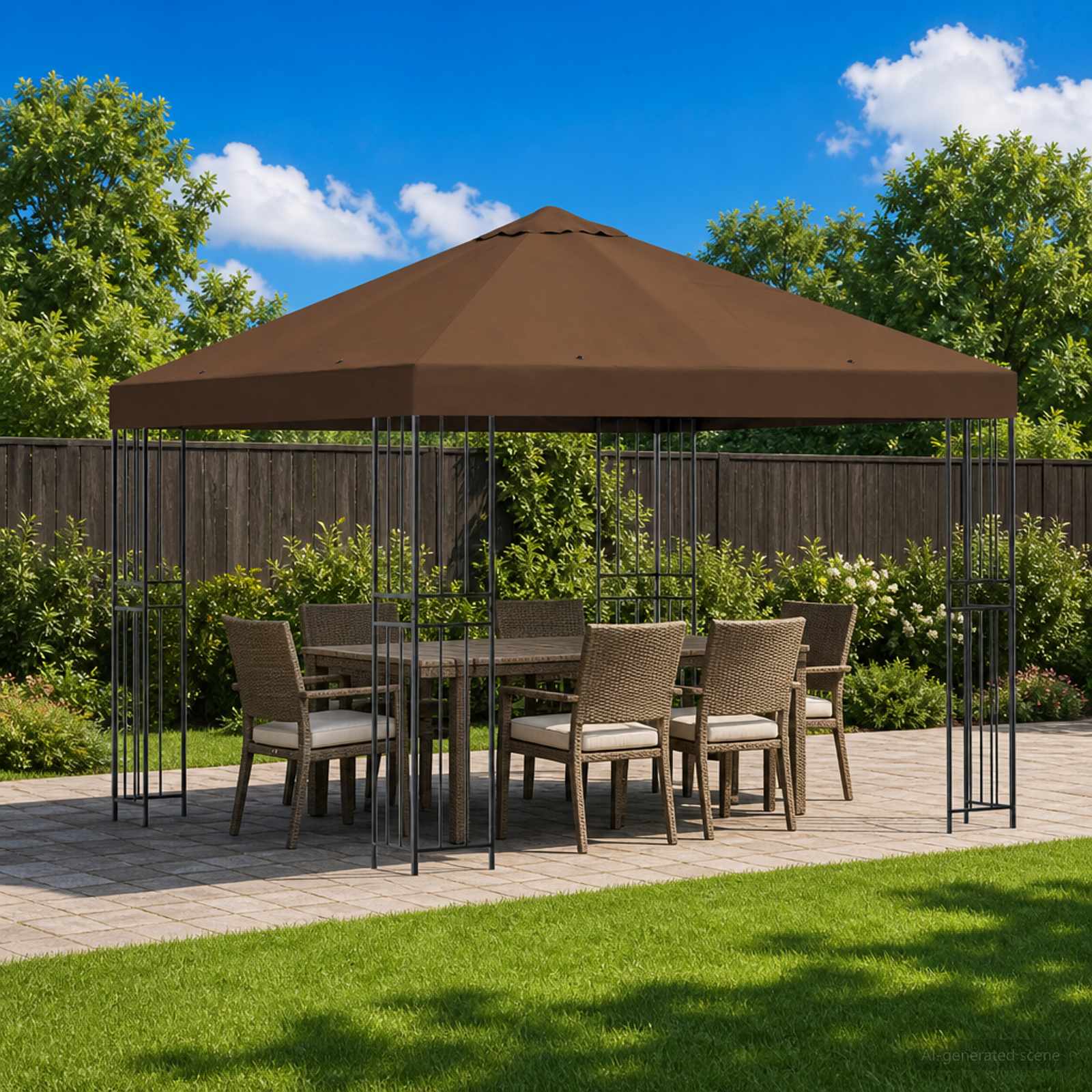 Gazebo 3 x 3 m Marrone Poliestere e Acciaio 190 gsm
