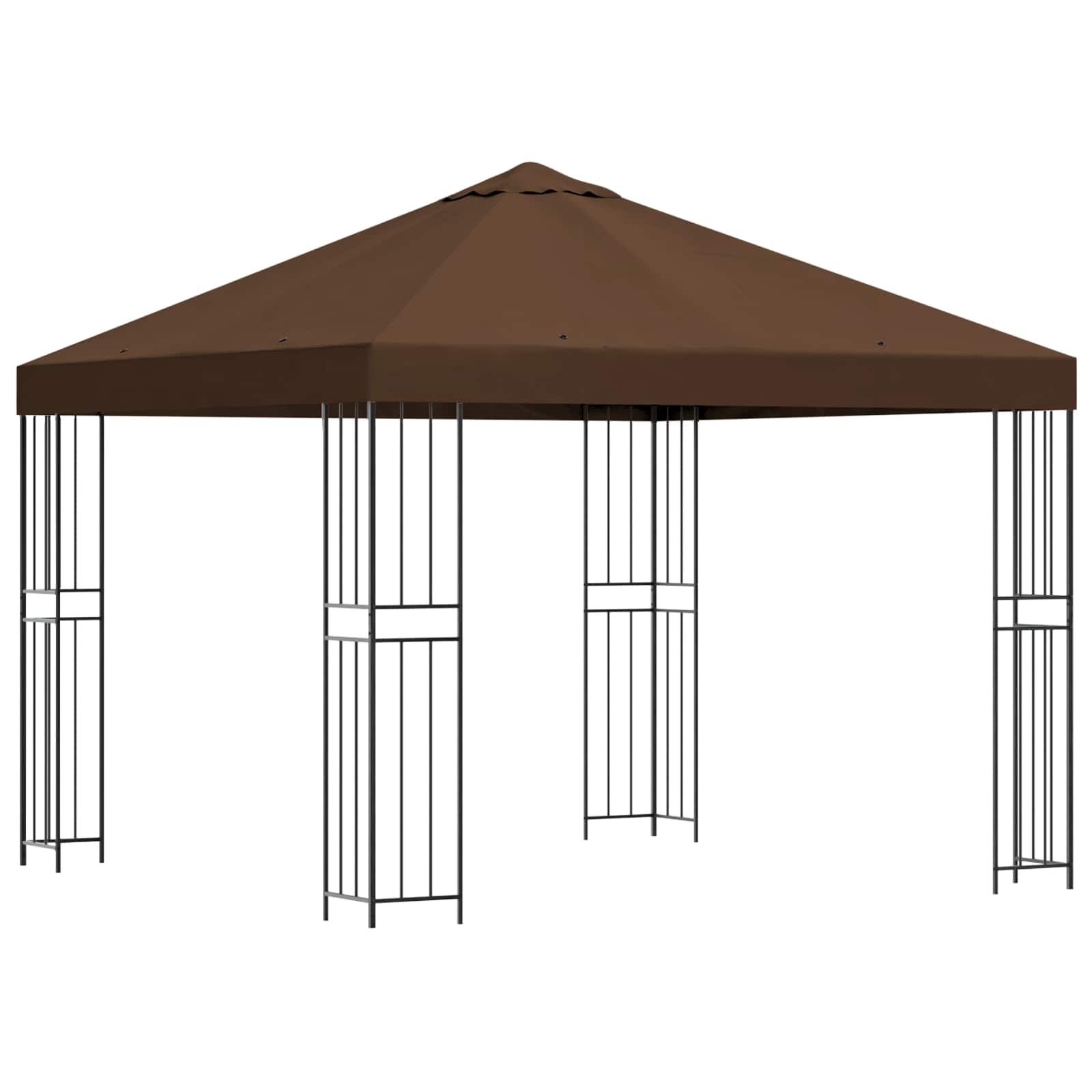 Gazebo 3 x 3 m Marrone Poliestere e Acciaio 190 gsm