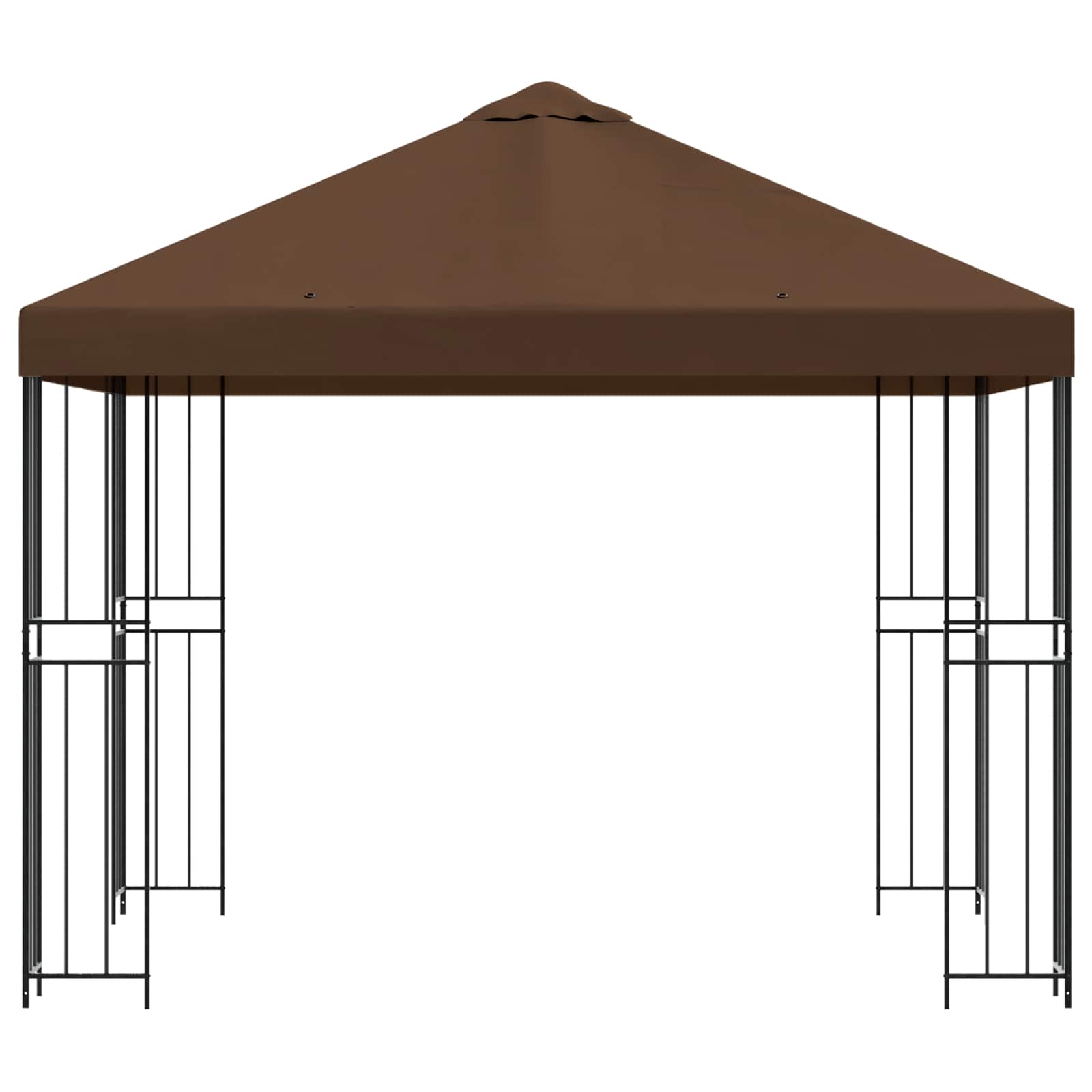 Gazebo 3 x 3 m Marrone Poliestere e Acciaio 190 gsm