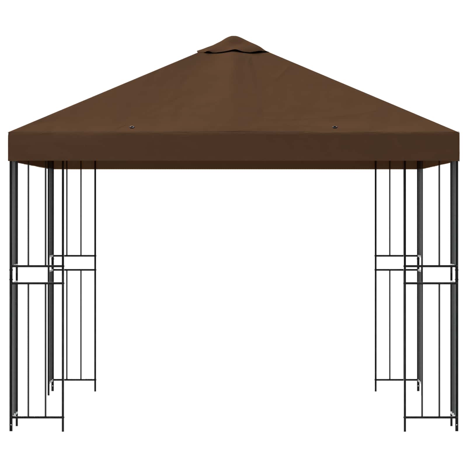 Gazebo 3 x 3 m Marrone Poliestere e Acciaio 190 gsm