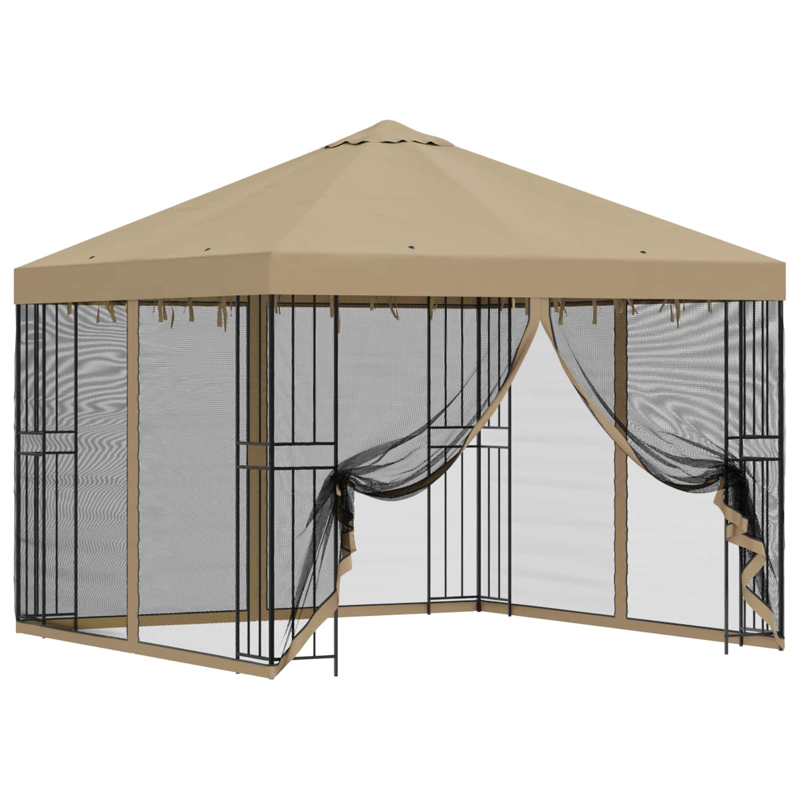Gazebo da giardino con pareti laterali 3 x 3 m Beige