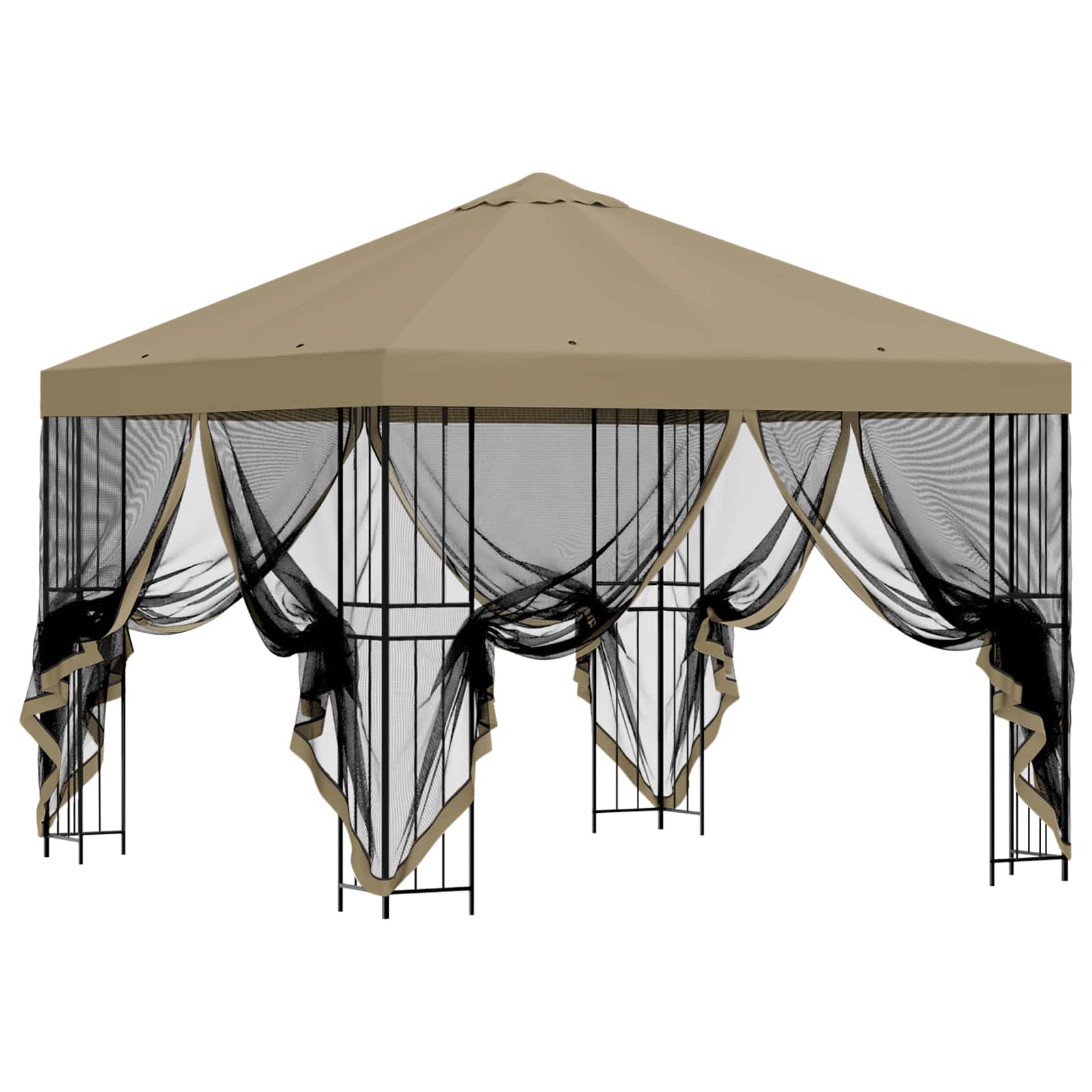 Gazebo da giardino con pareti laterali 3 x 3 m Beige