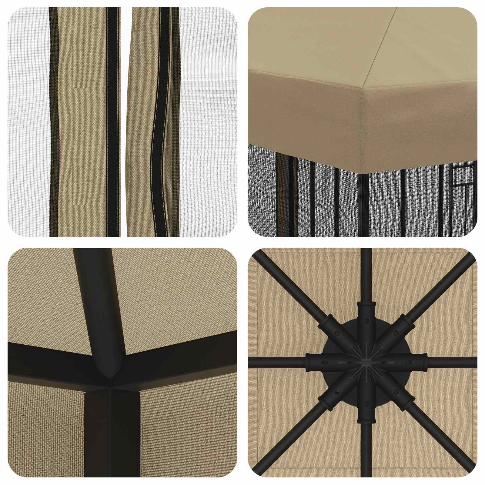 Gazebo da giardino con pareti laterali 3 x 3 m Beige