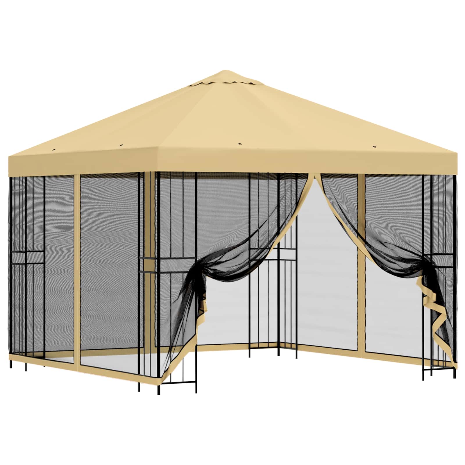 Gazebo da giardino con pareti laterali 3 x 3 m Crema